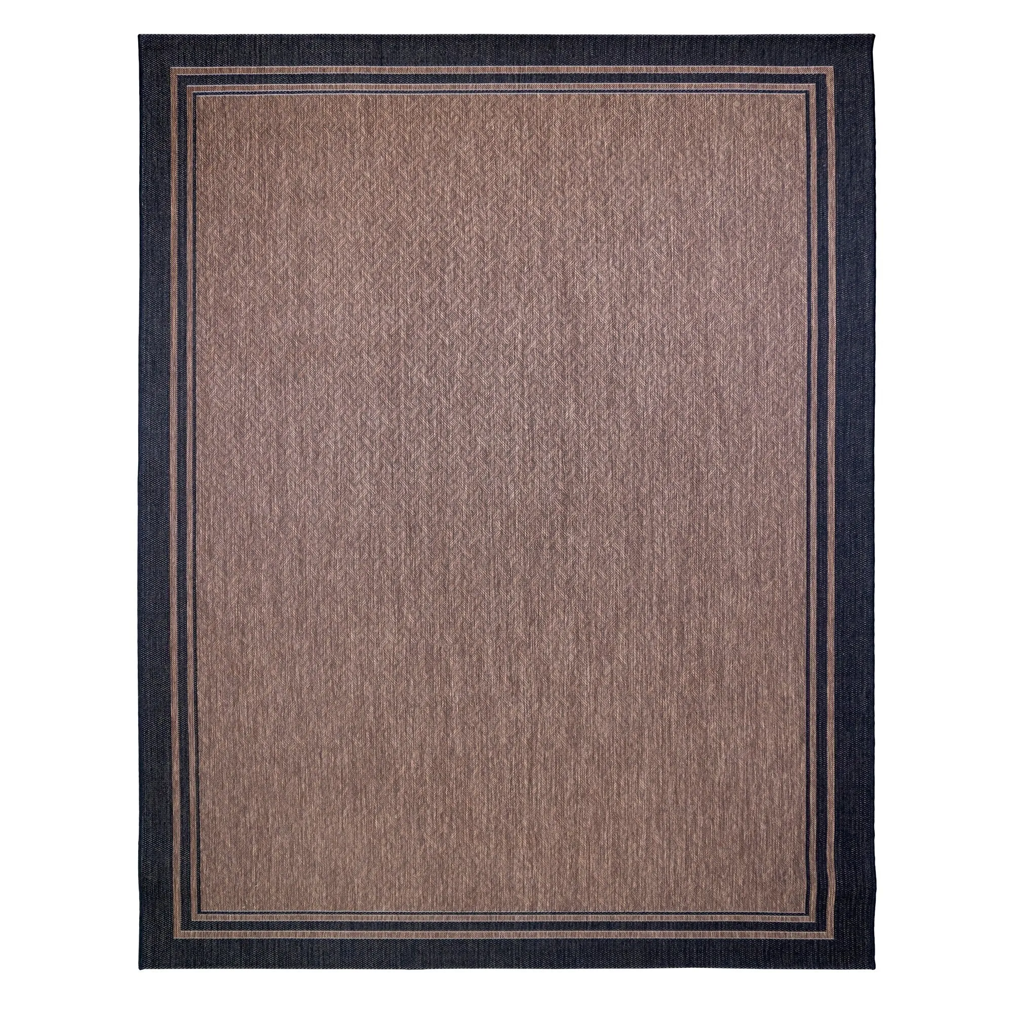 Gertmenian Paseo Soroa Havana Brown/Black Classic Border Flatweave Indoor/ Outdoor Area Rug