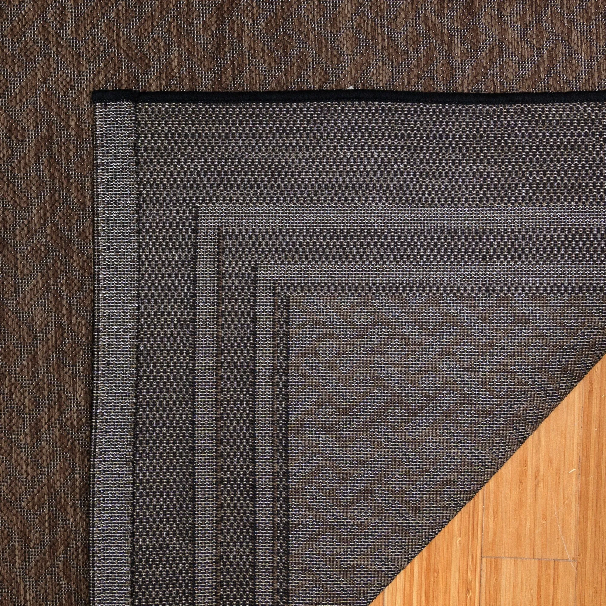 Gertmenian Paseo Soroa Havana Brown/Black Classic Border Flatweave Indoor/ Outdoor Area Rug