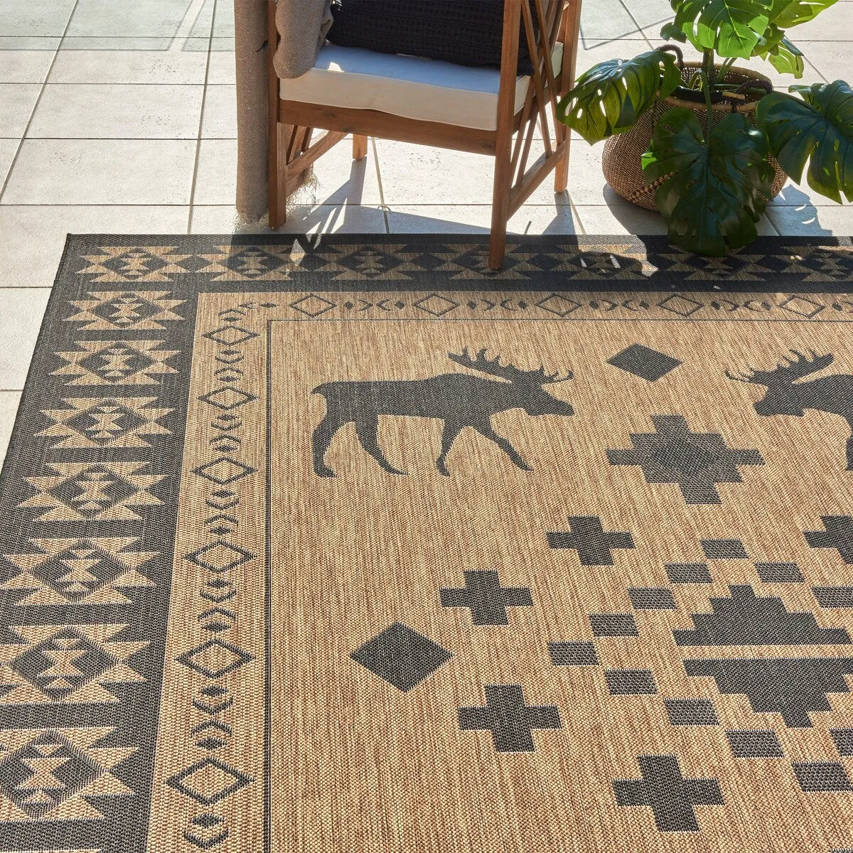 Gertmenian Paseo Yoder Chestnut Brown Rustic Tribal Moose Indoor/ Outdoor Area Rug