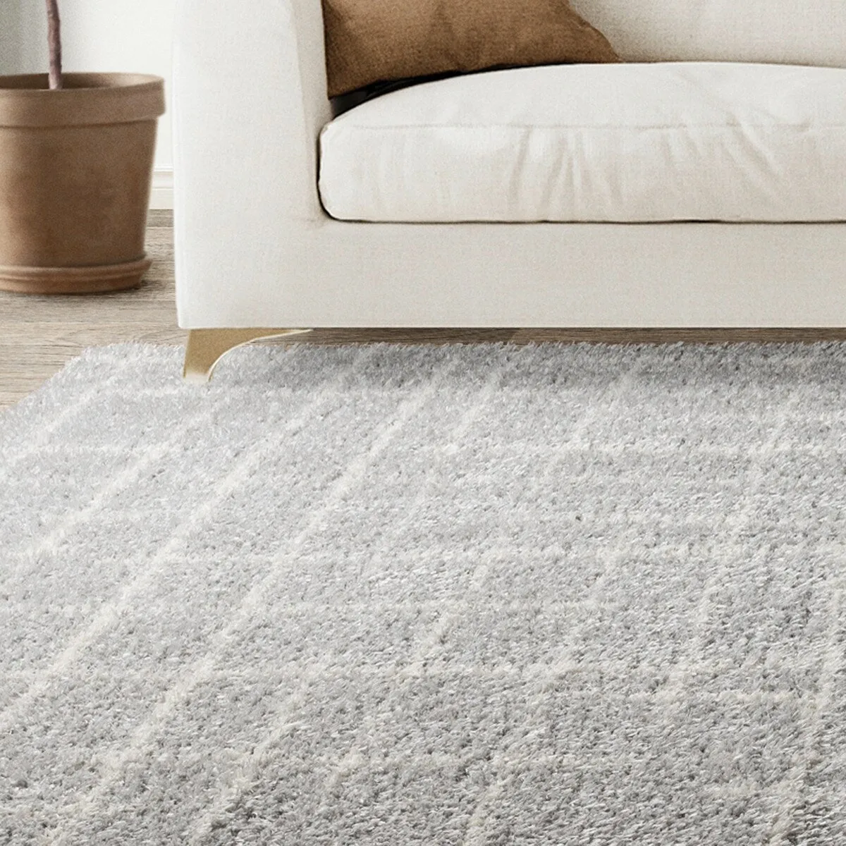 Gertmenian Thayer Benson Modern Abstract Grey Shag Area Rug