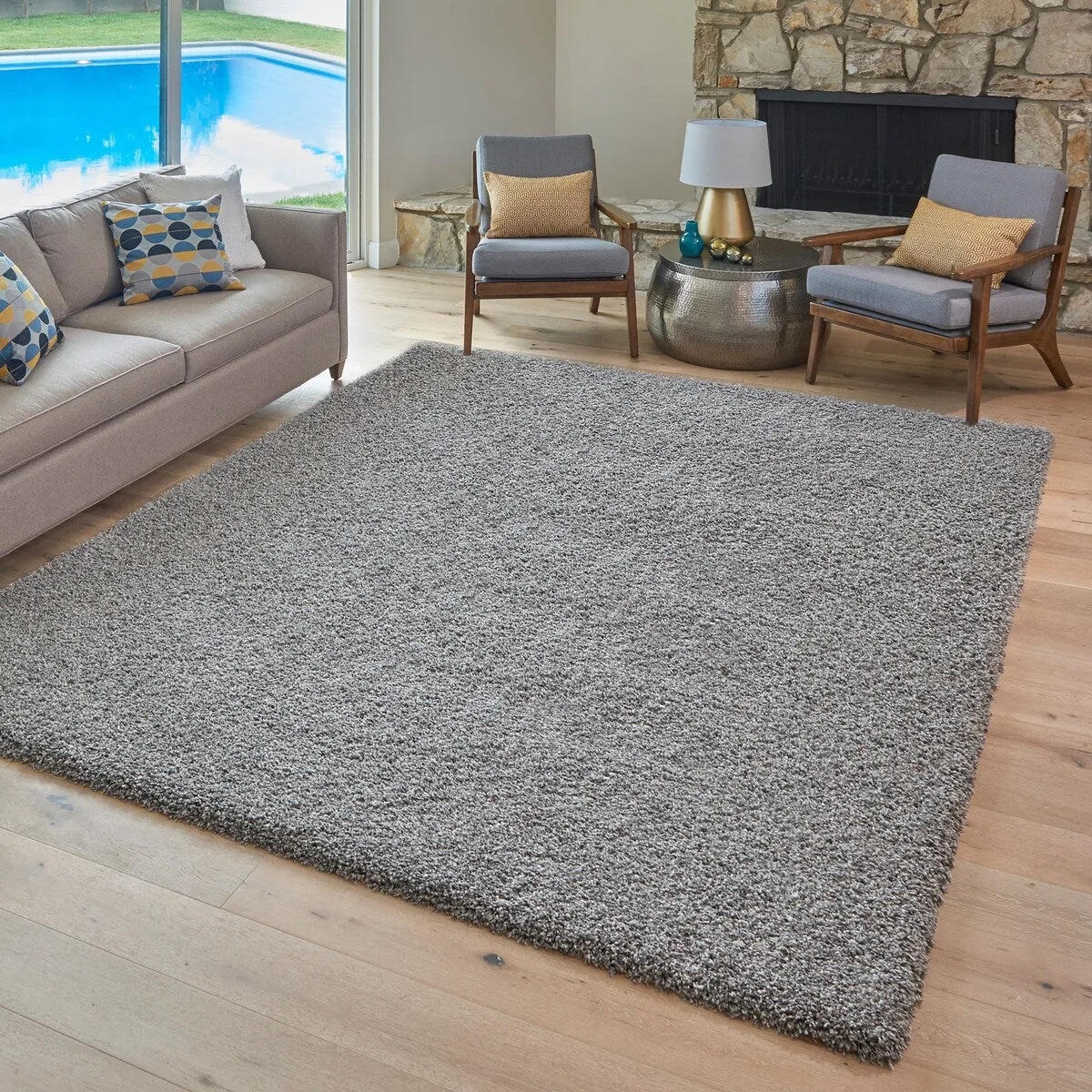 Gertmenian Ultimate Shag Solid Smoke Grey Plush Shag Area Rug