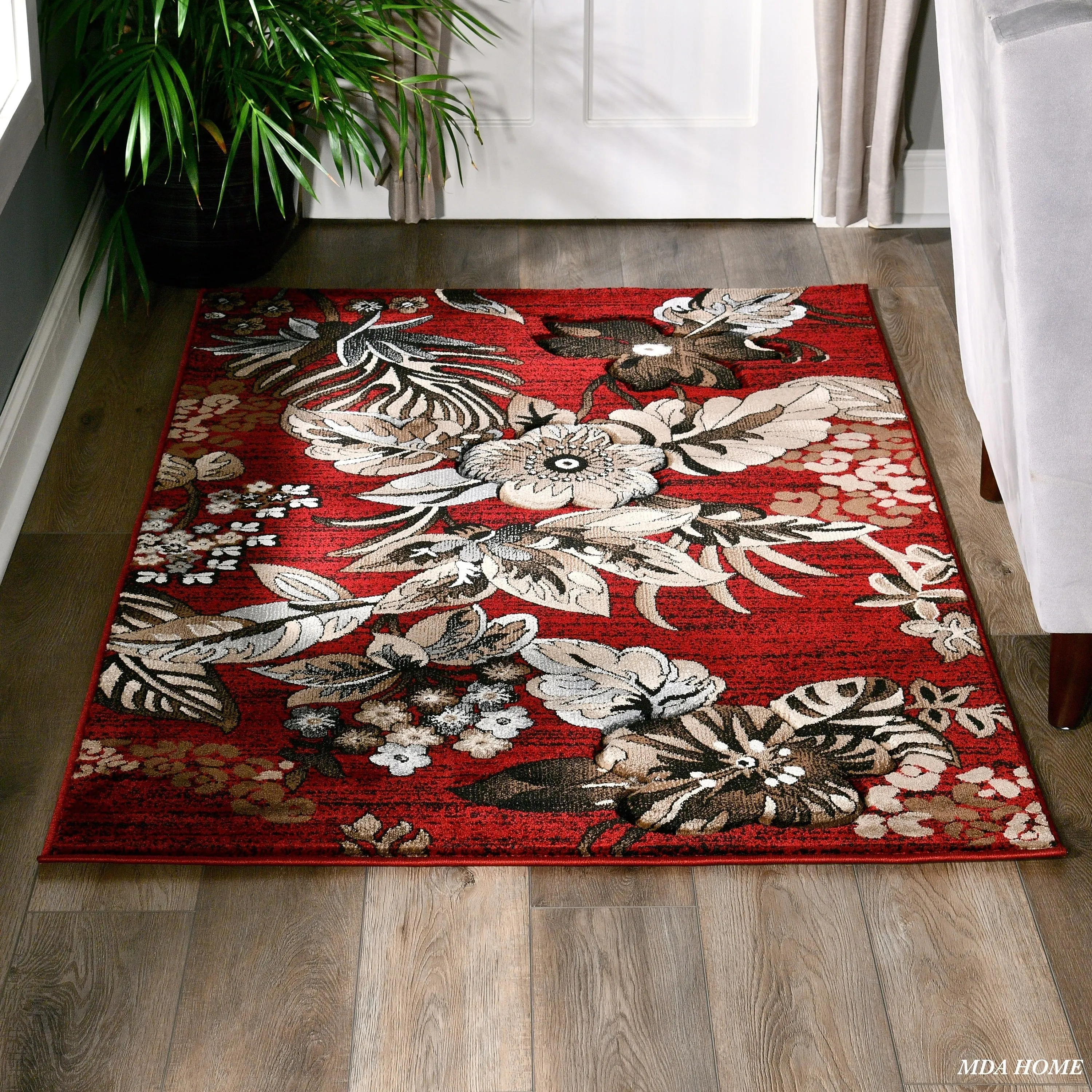 Glamour Collection Red/Brown Area Rug