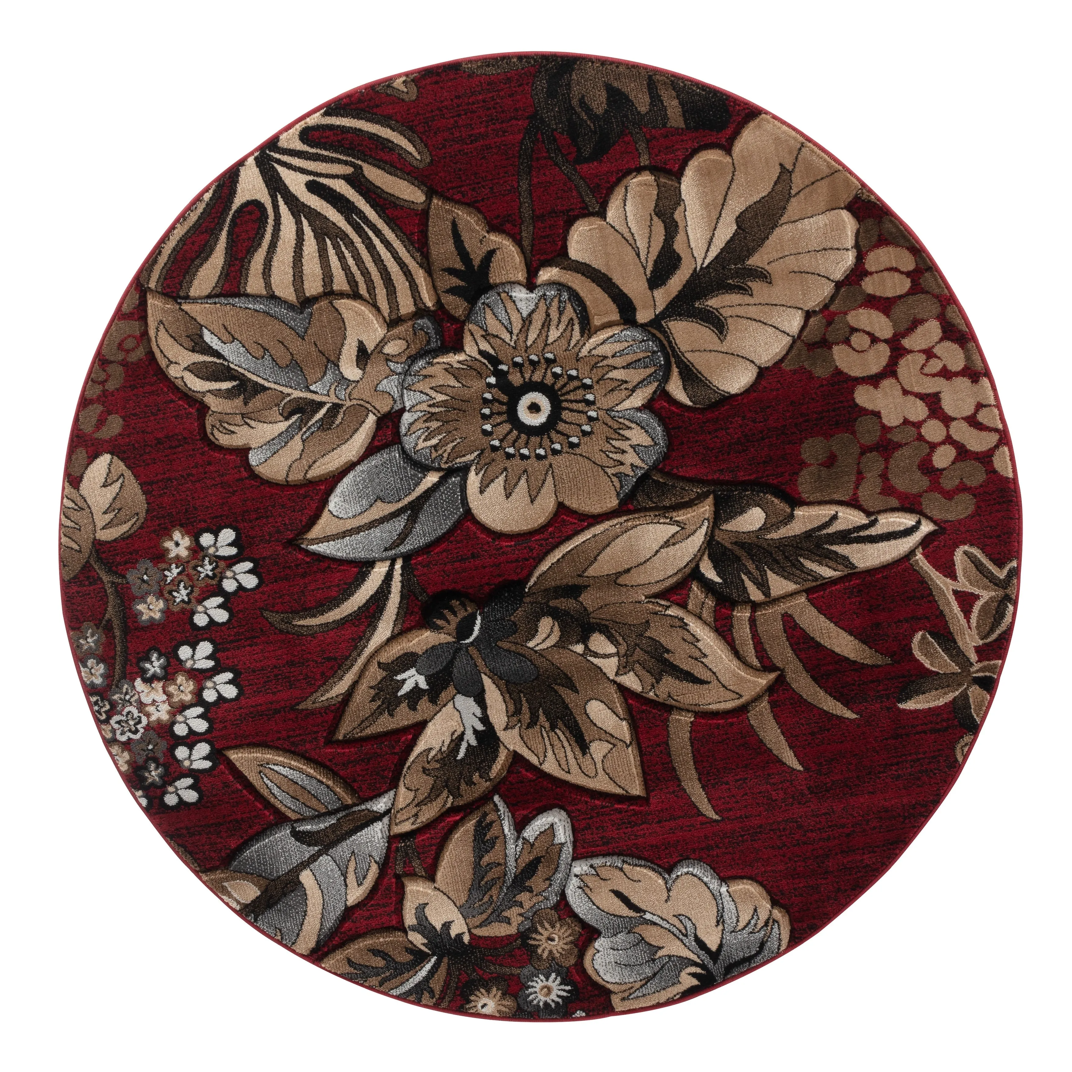 Glamour Collection Red/Brown Area Rug