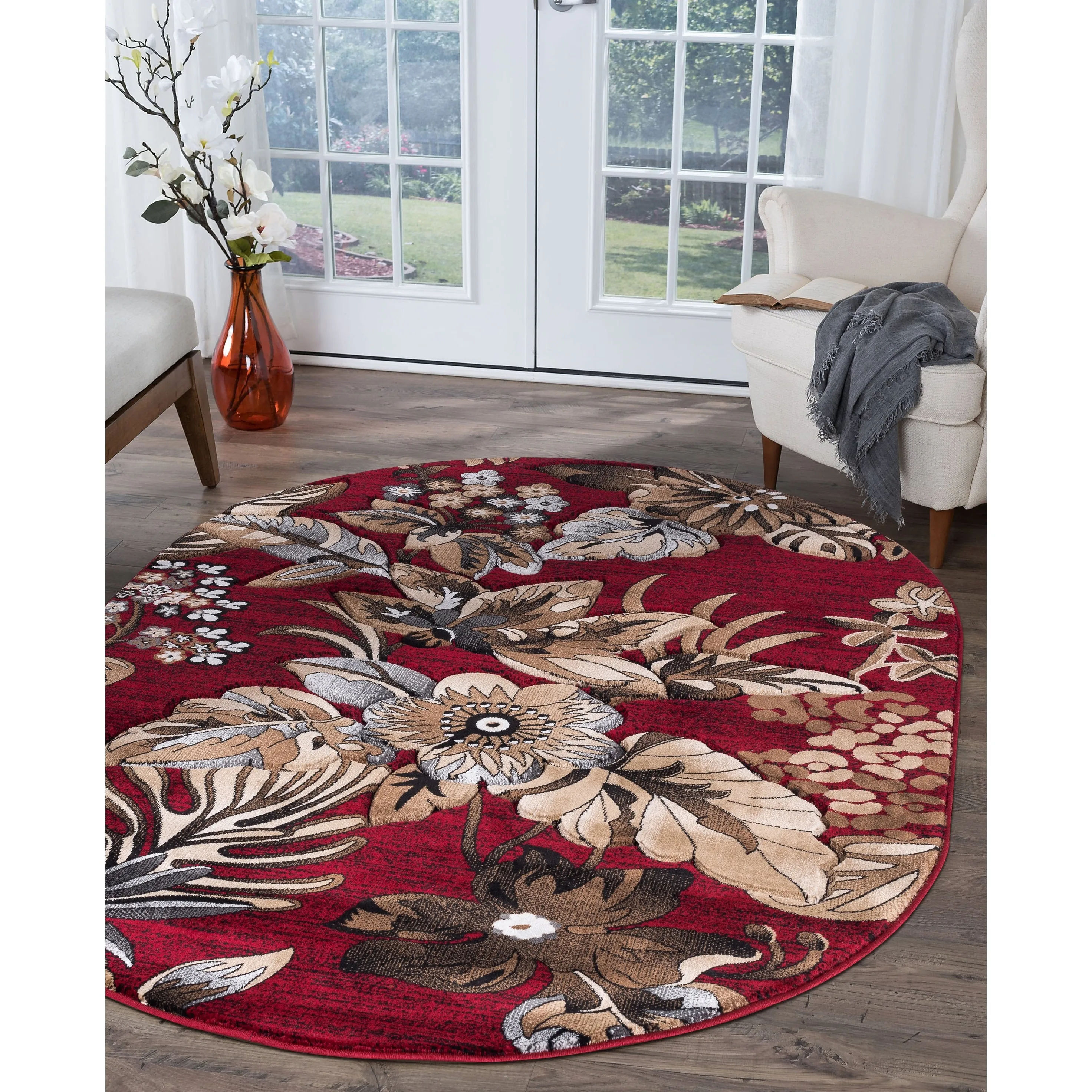 Glamour Collection Red/Brown Area Rug