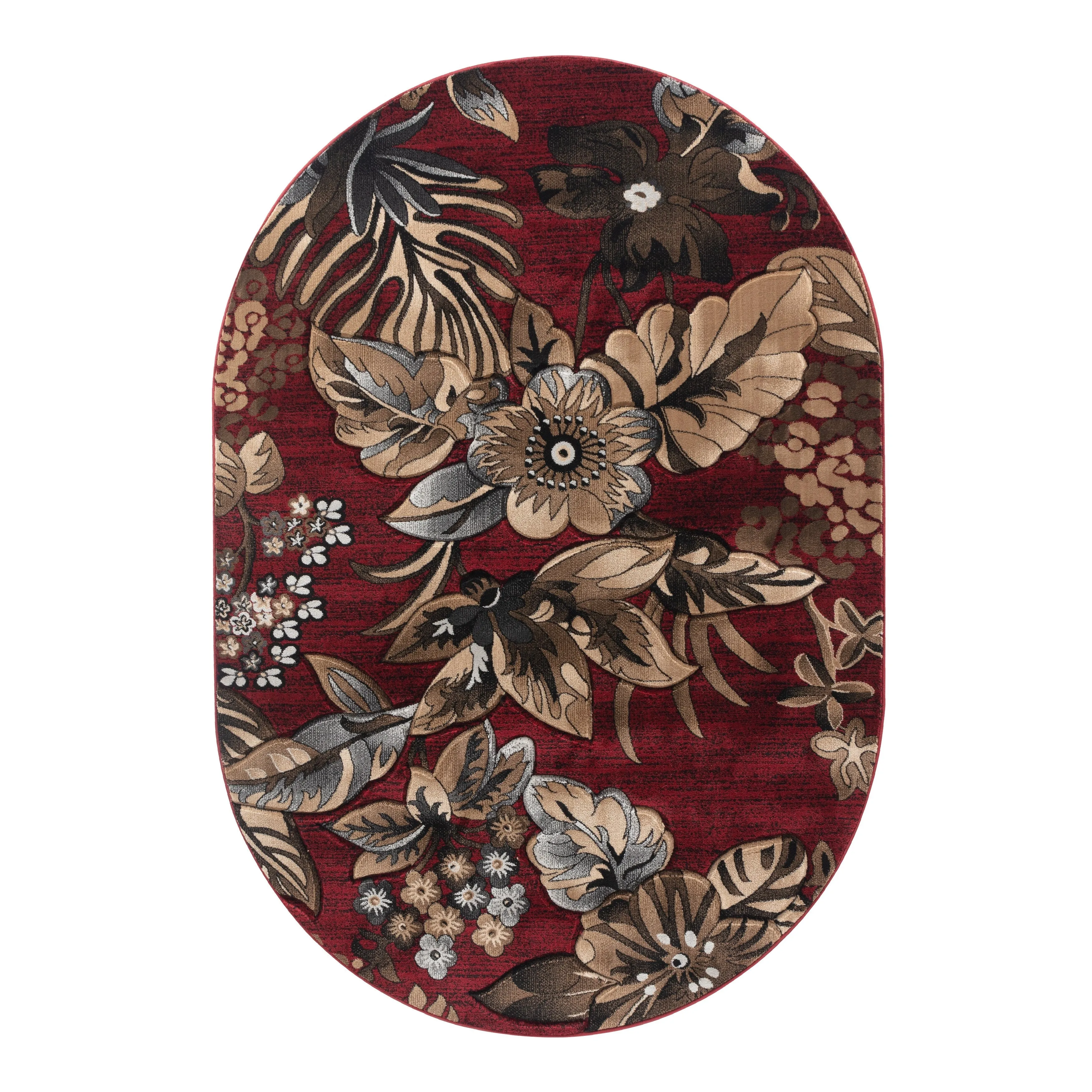 Glamour Collection Red/Brown Area Rug