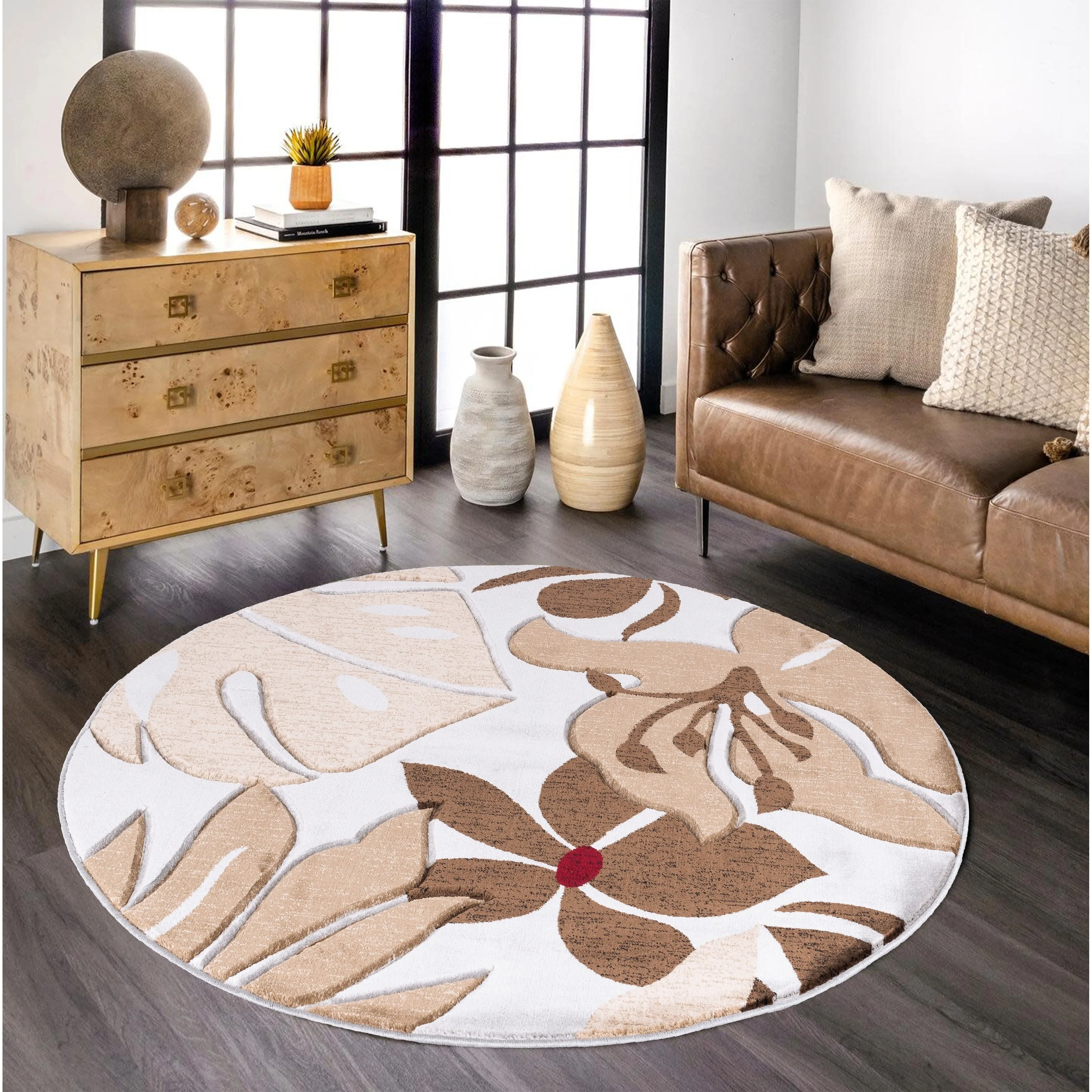 Glamour Floral Collection Polypropylene Area Rug