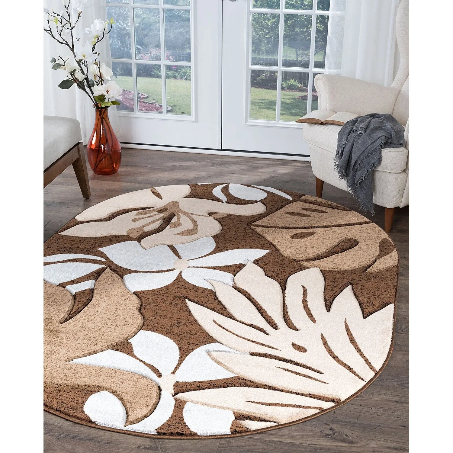 Glamour Floral Collection Polypropylene Area Rug