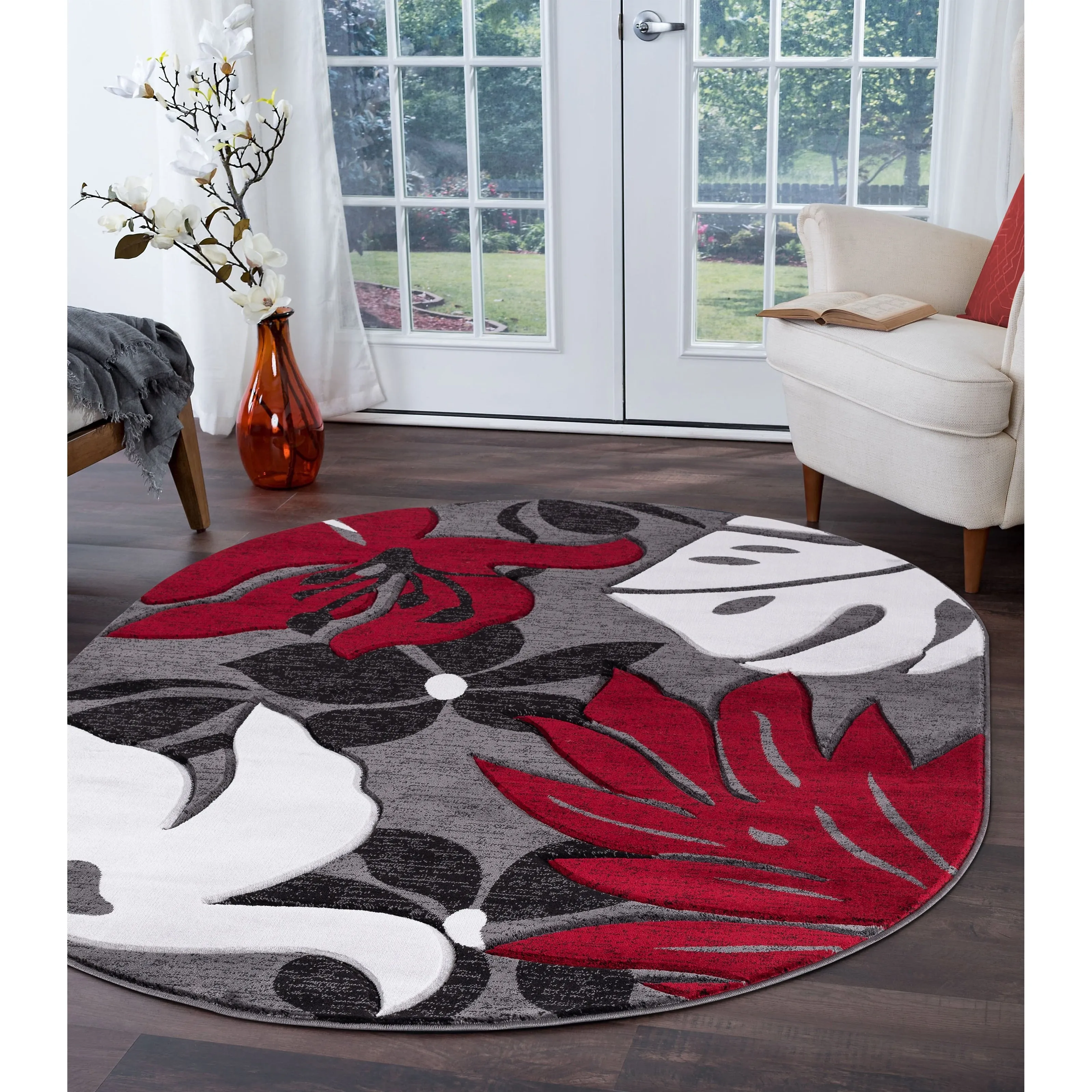 Glamour Floral Collection Polypropylene Area Rug