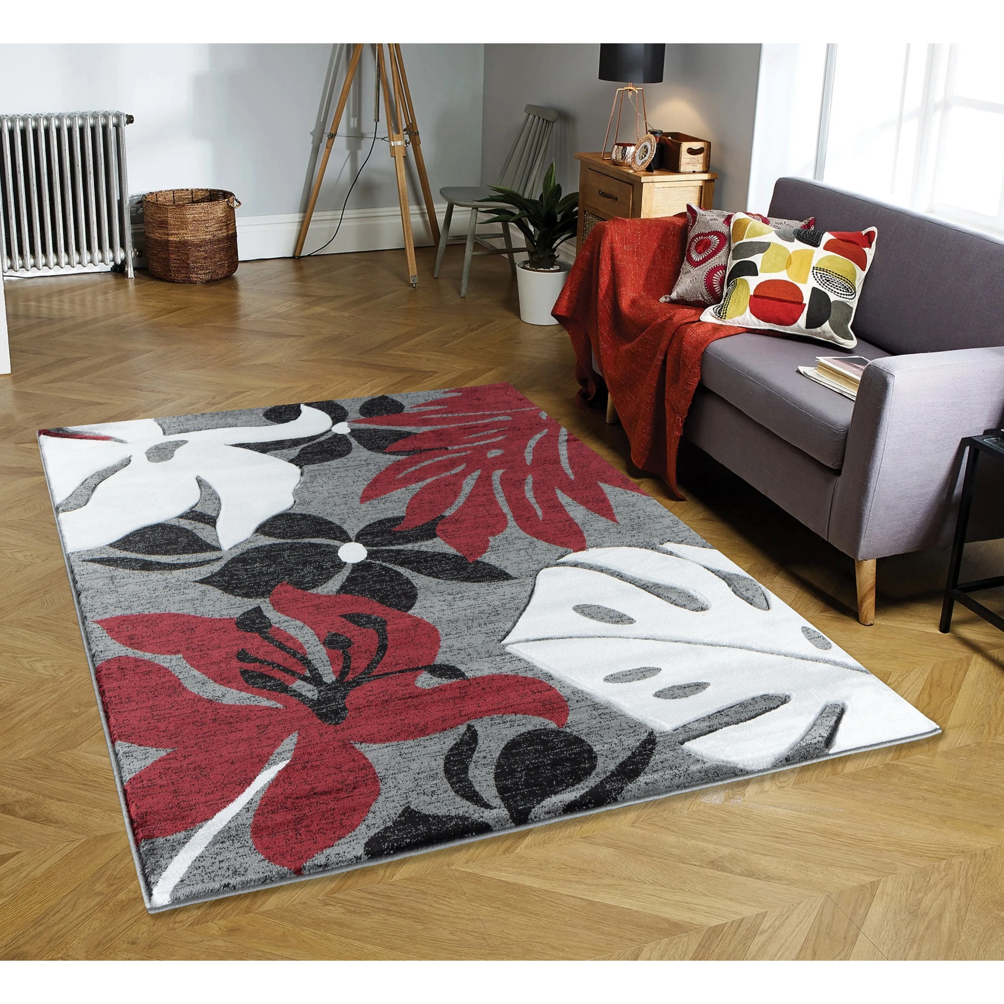 Glamour Floral Collection Polypropylene Area Rug