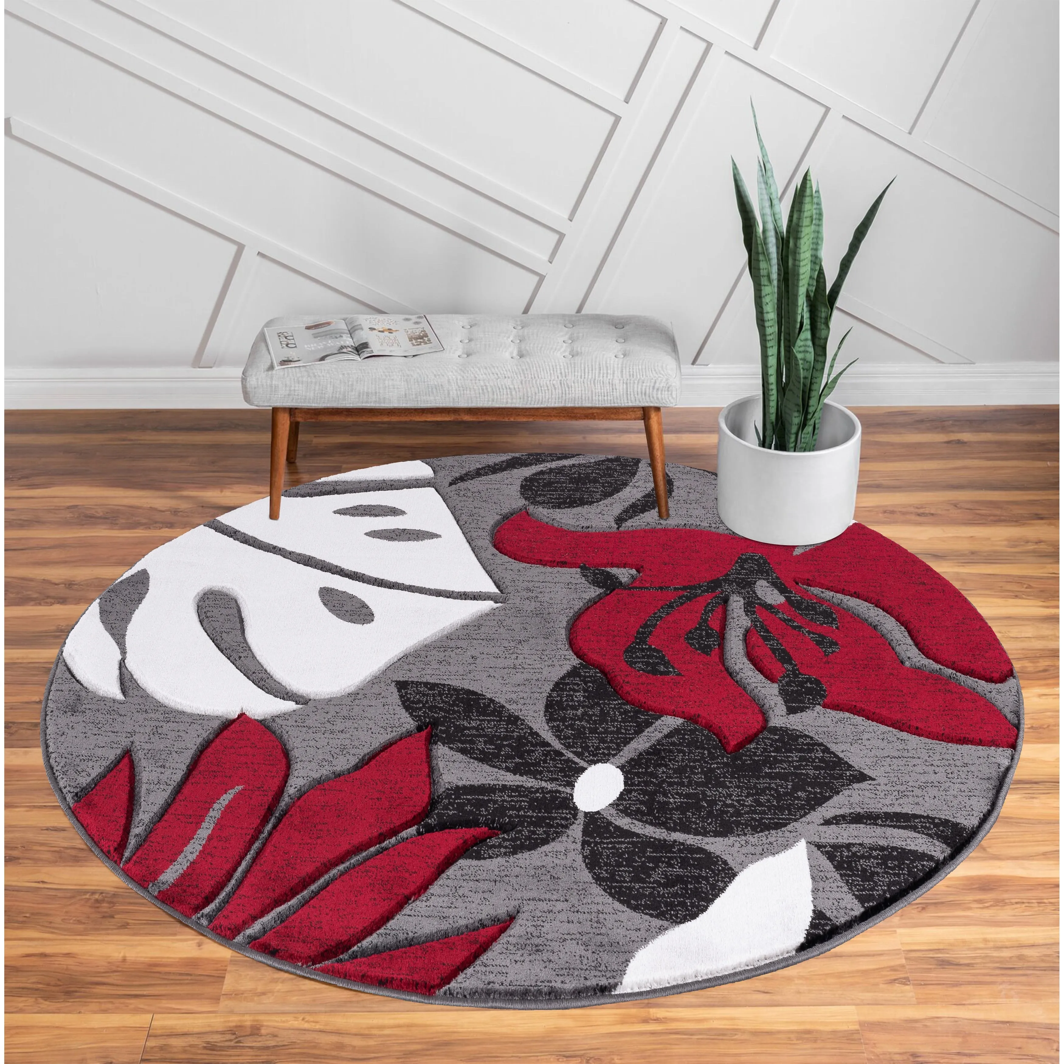 Glamour Floral Collection Polypropylene Area Rug