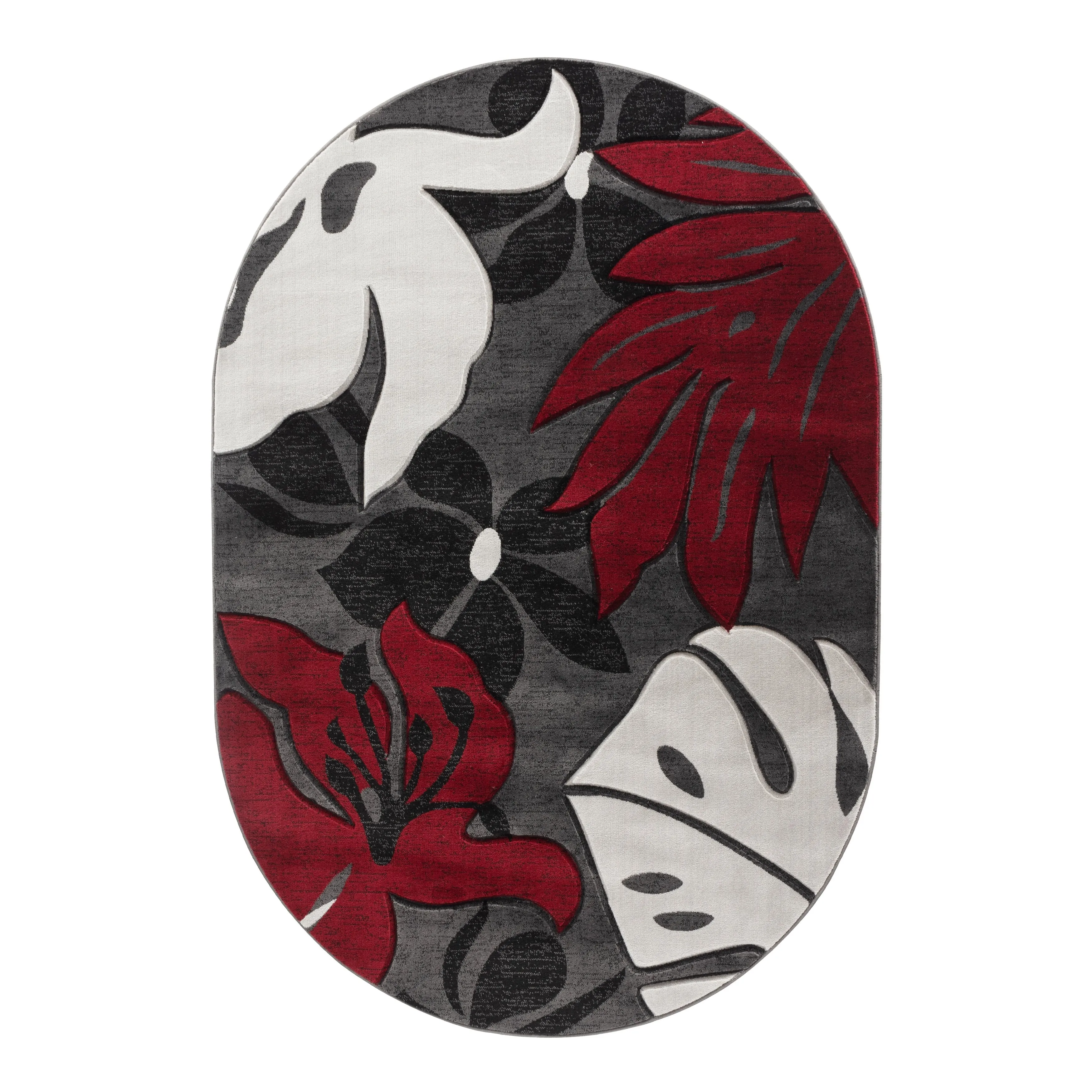 Glamour Floral Collection Polypropylene Area Rug