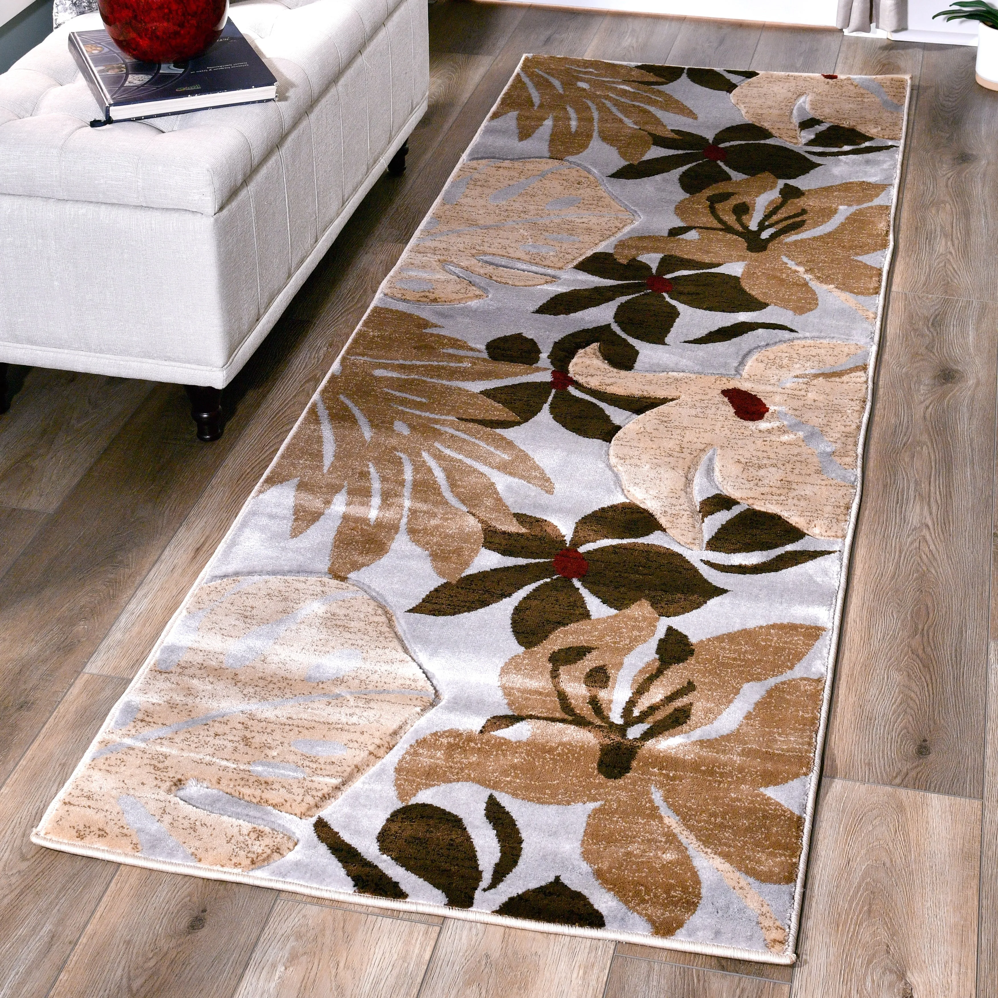 Glamour Floral Collection Polypropylene Area Rug