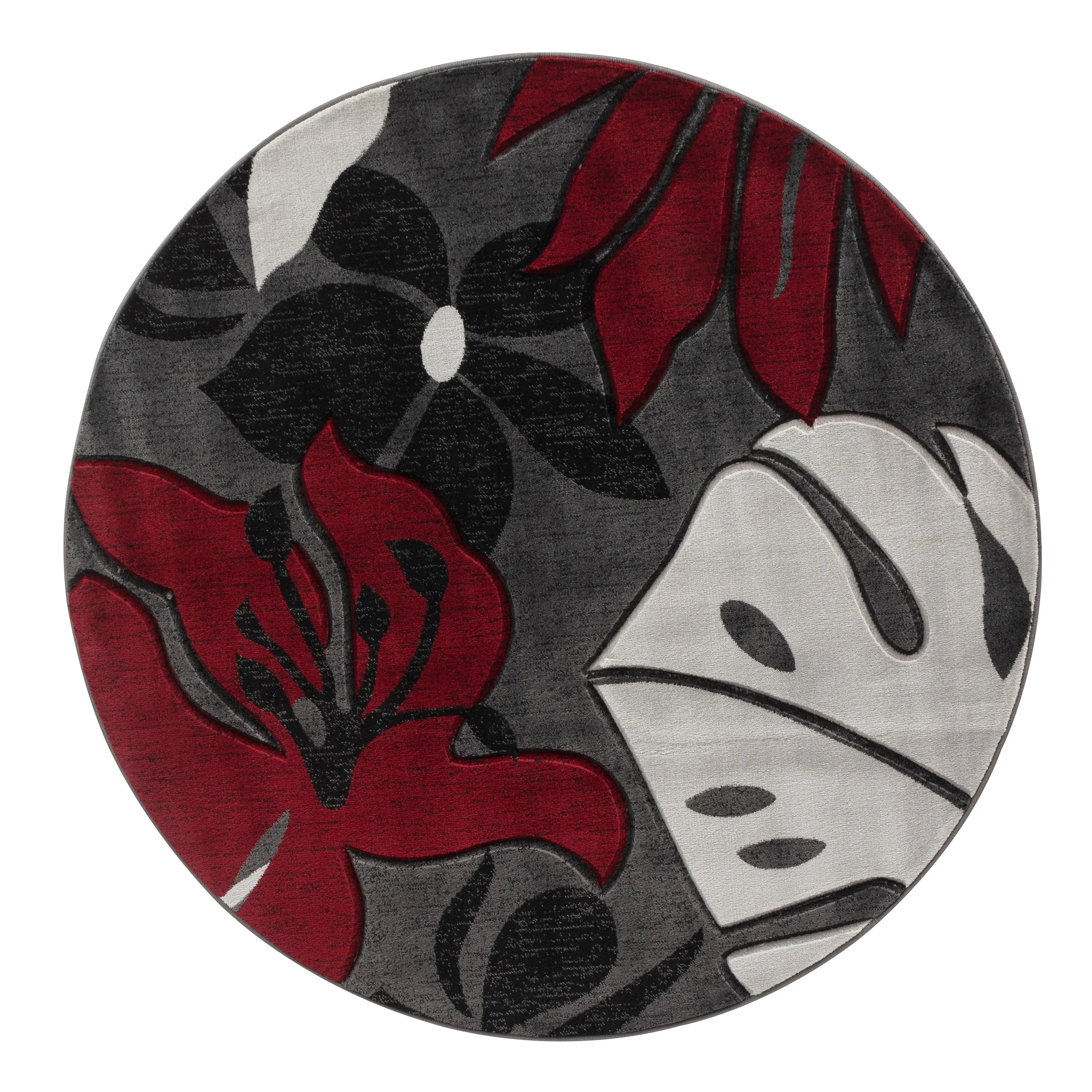 Glamour Floral Collection Polypropylene Area Rug