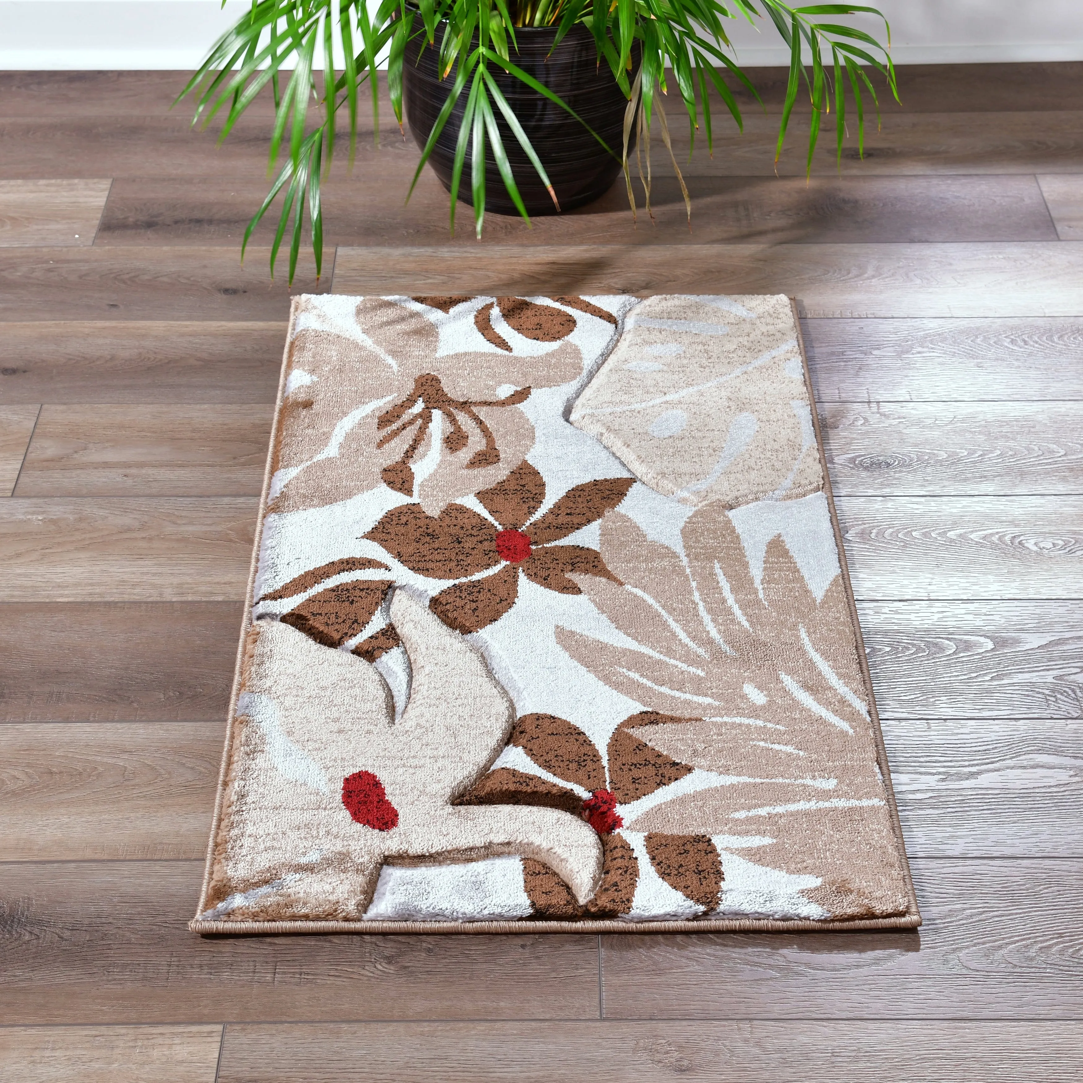Glamour Floral Collection Polypropylene Area Rug