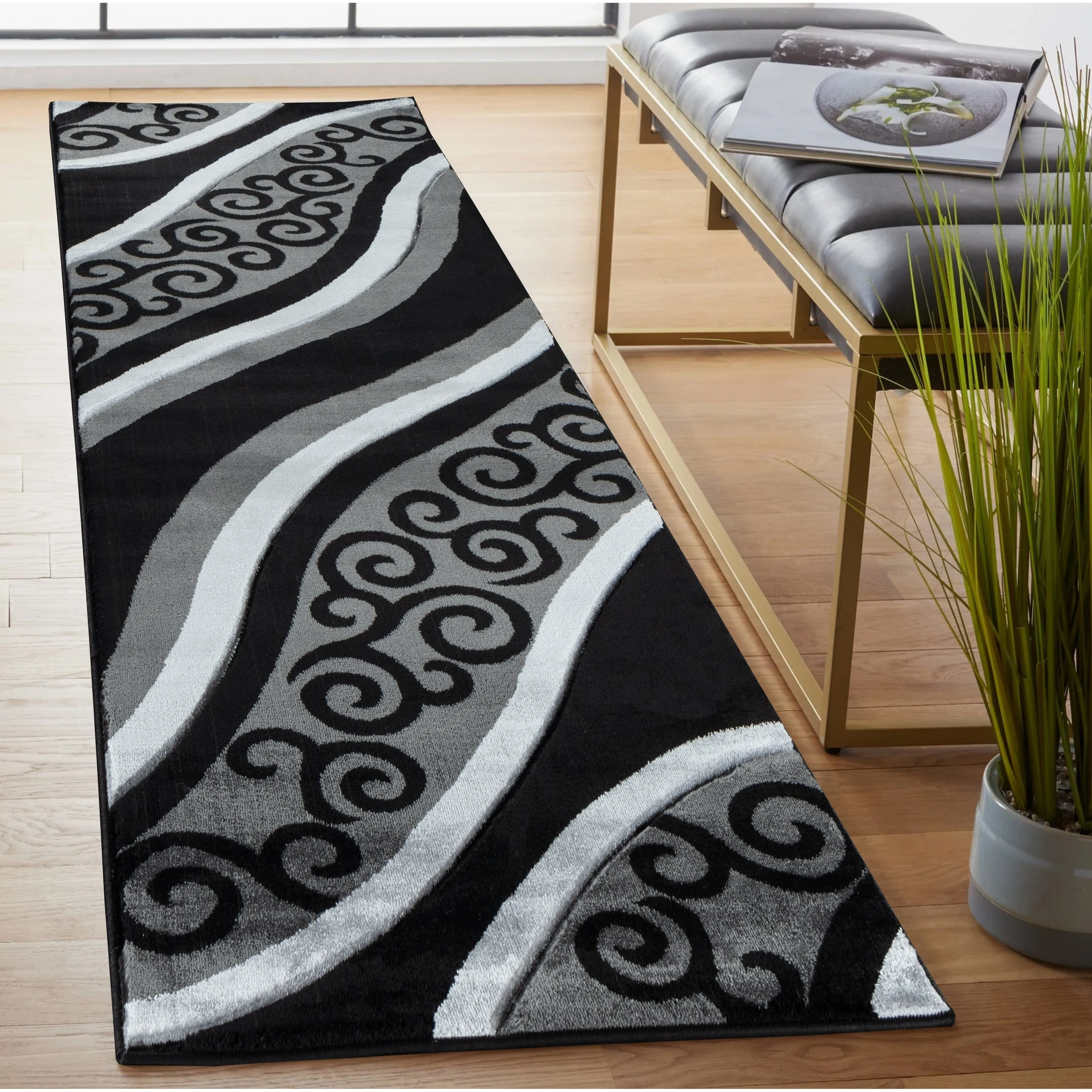 Glamour Grey/Black Polypropylene Area Rug
