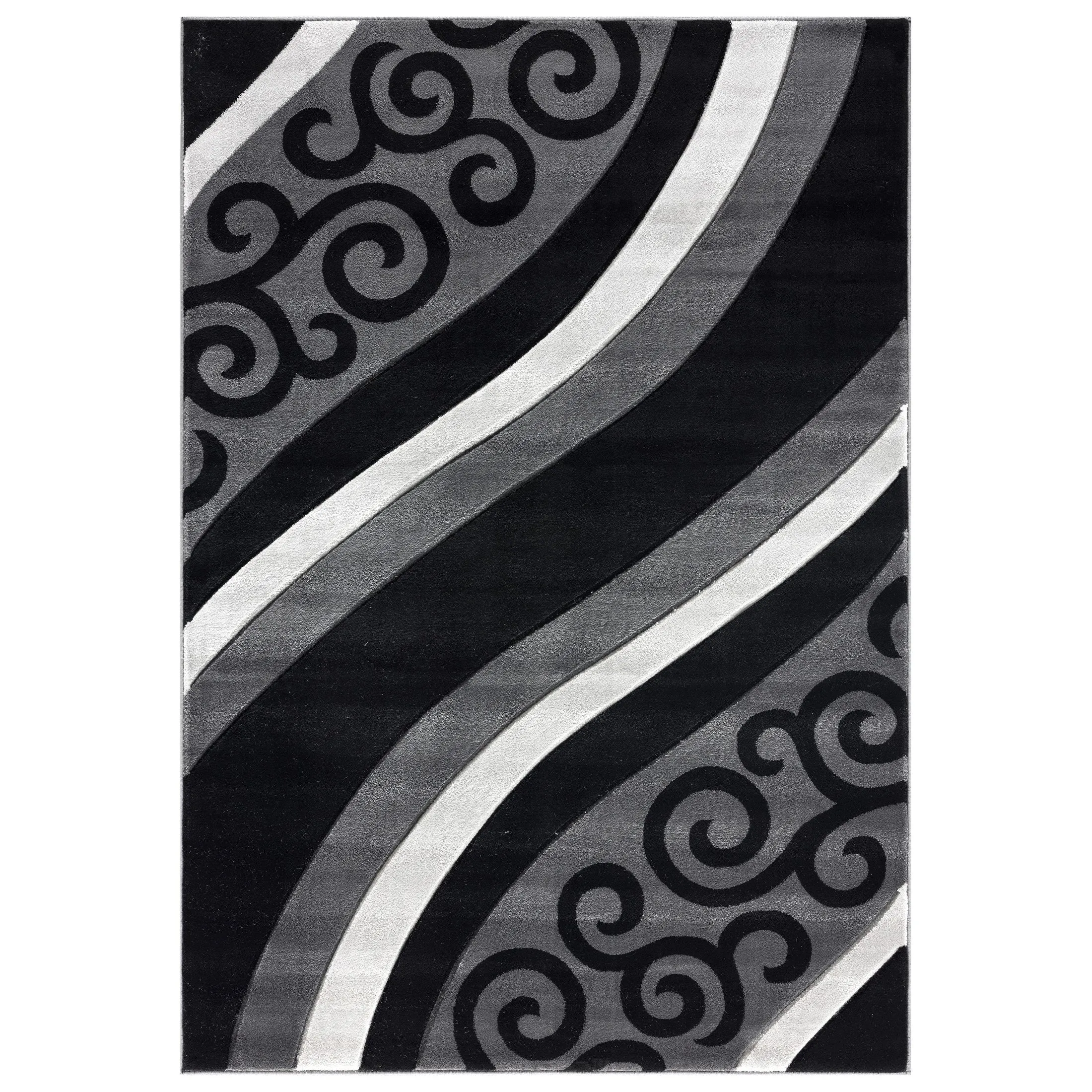 Glamour Grey/Black Polypropylene Area Rug