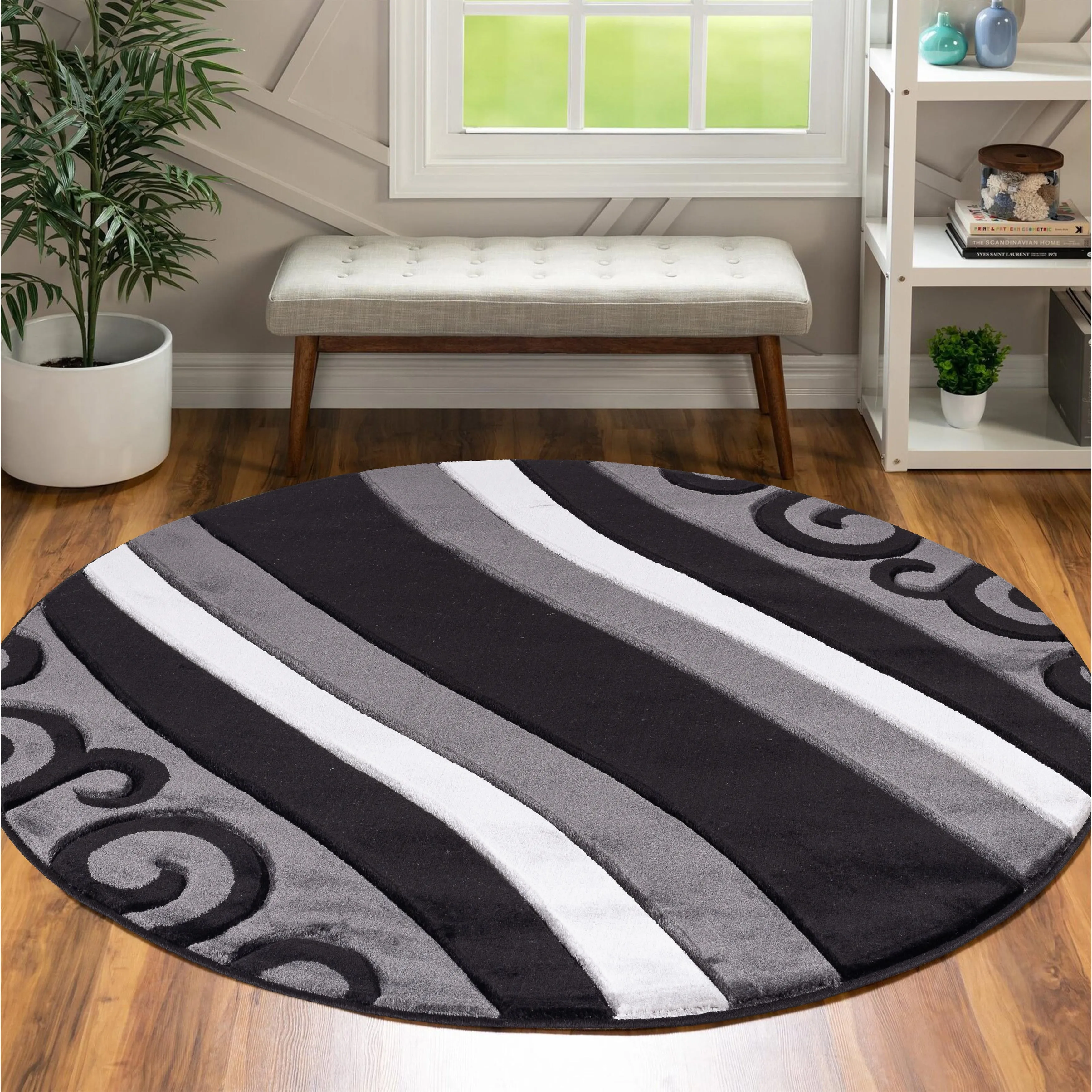 Glamour Grey/Black Polypropylene Area Rug