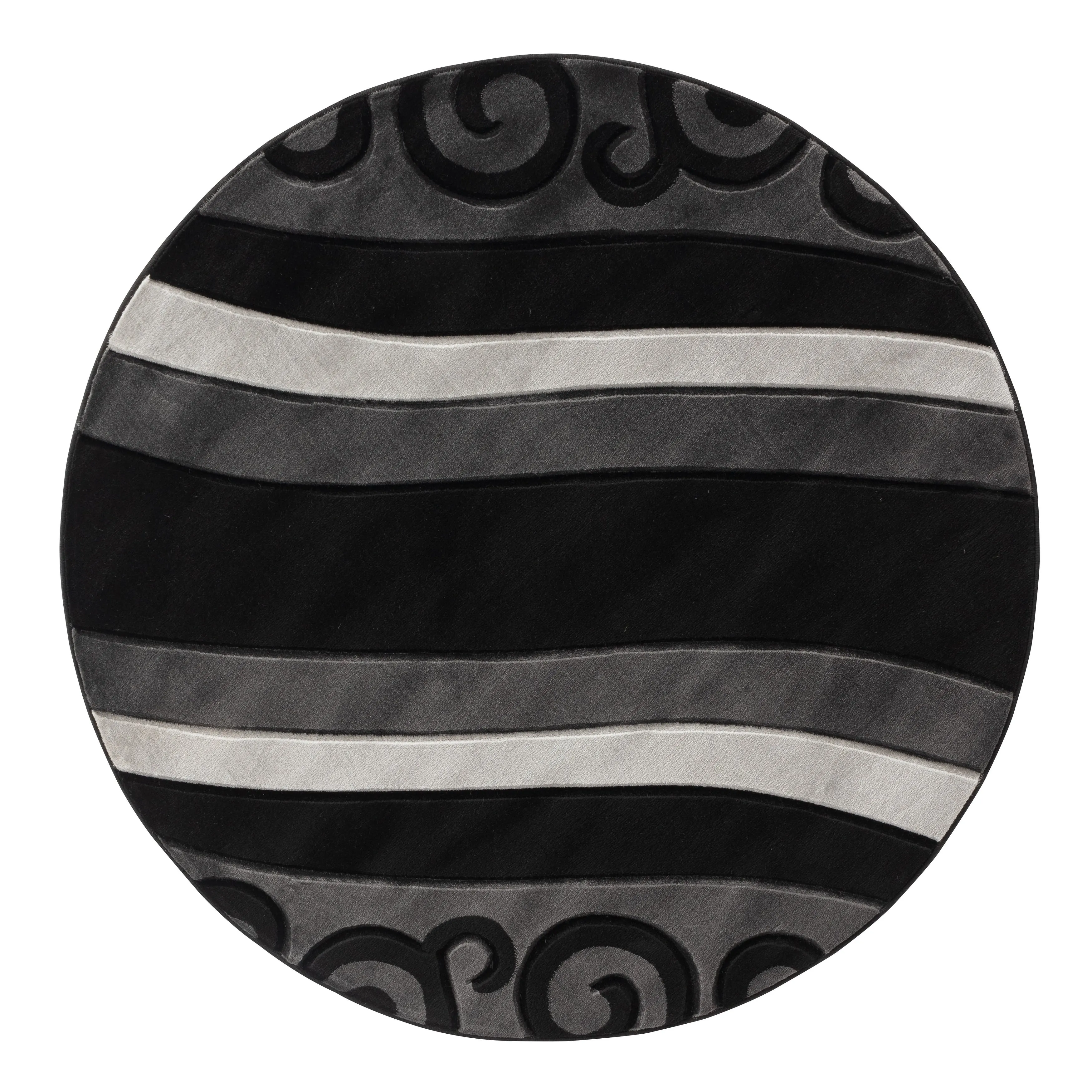Glamour Grey/Black Polypropylene Area Rug