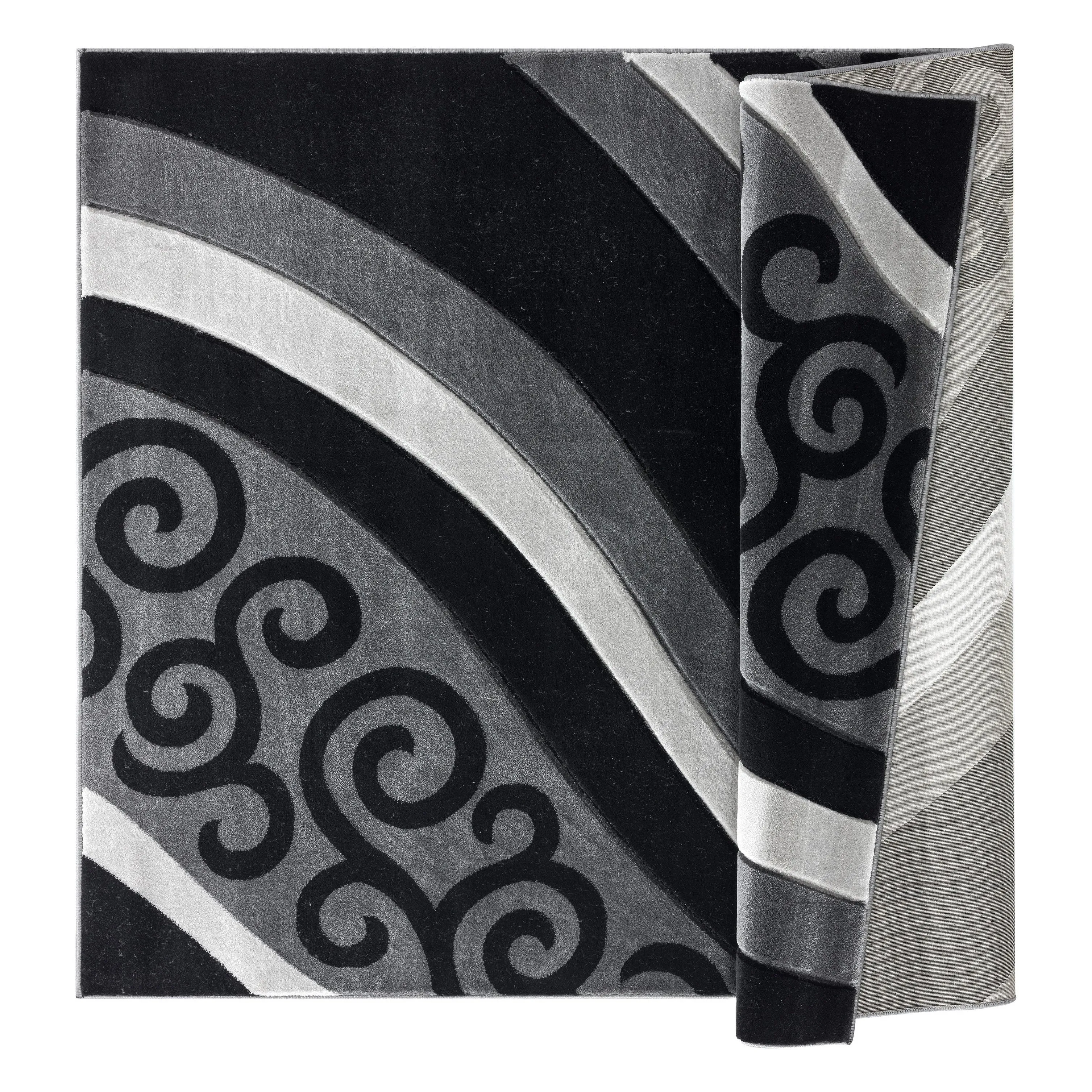 Glamour Grey/Black Polypropylene Area Rug