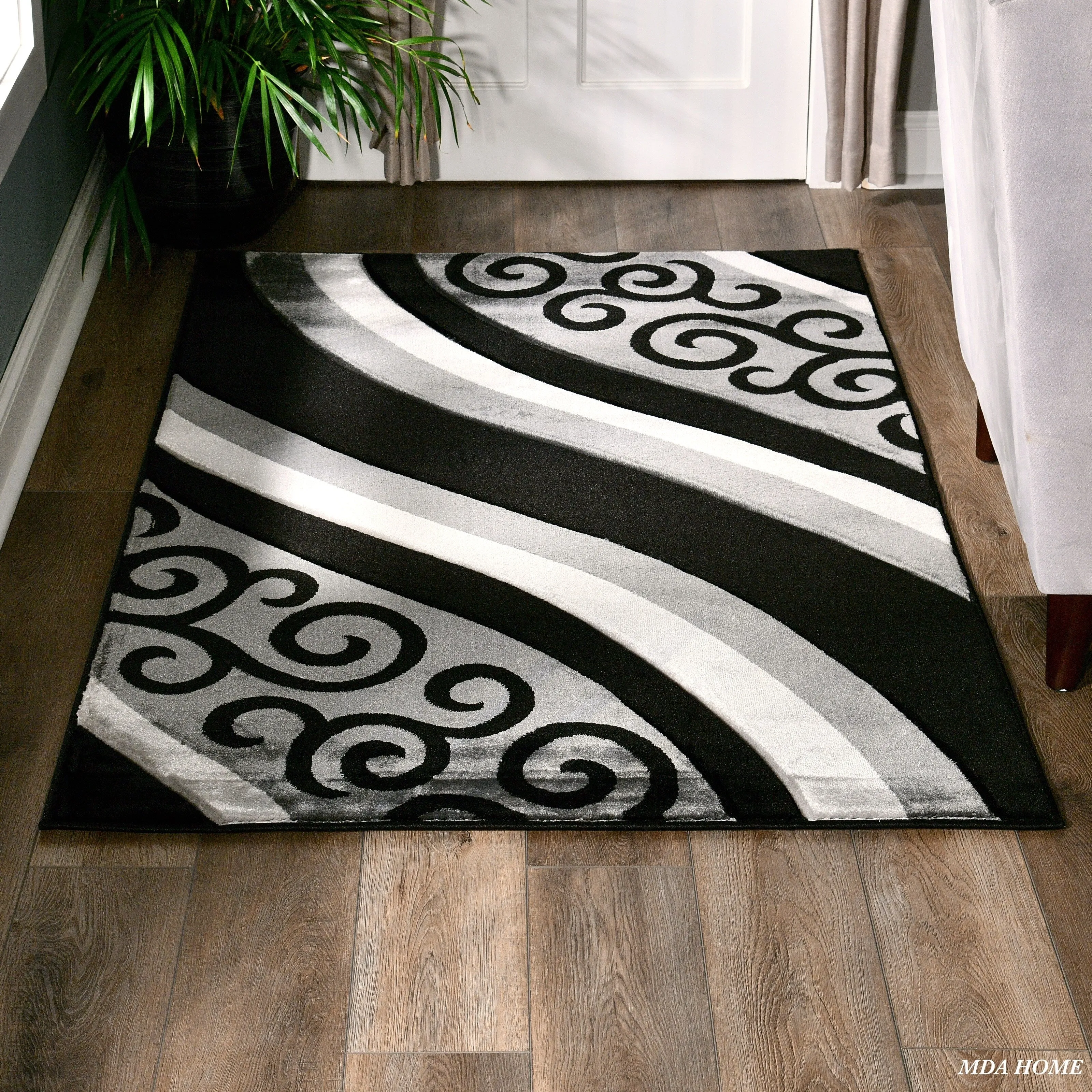 Glamour Grey/Black Polypropylene Area Rug