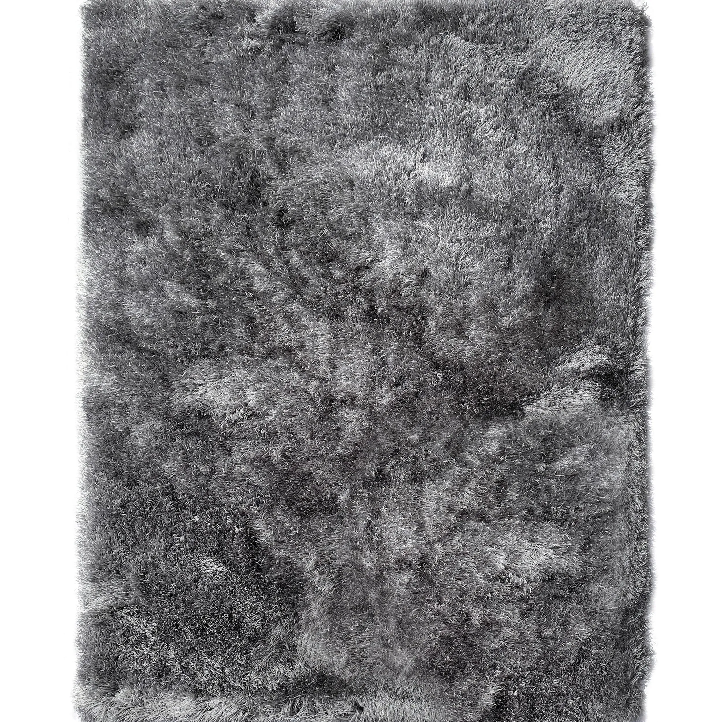 Glorious Gray Shag Area Rug. Hand Tufted. Long Plush. Large Carpet