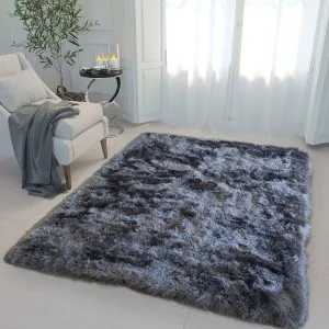 Glorious Gray Shag Area Rug. Hand Tufted. Long Plush. Large Carpet