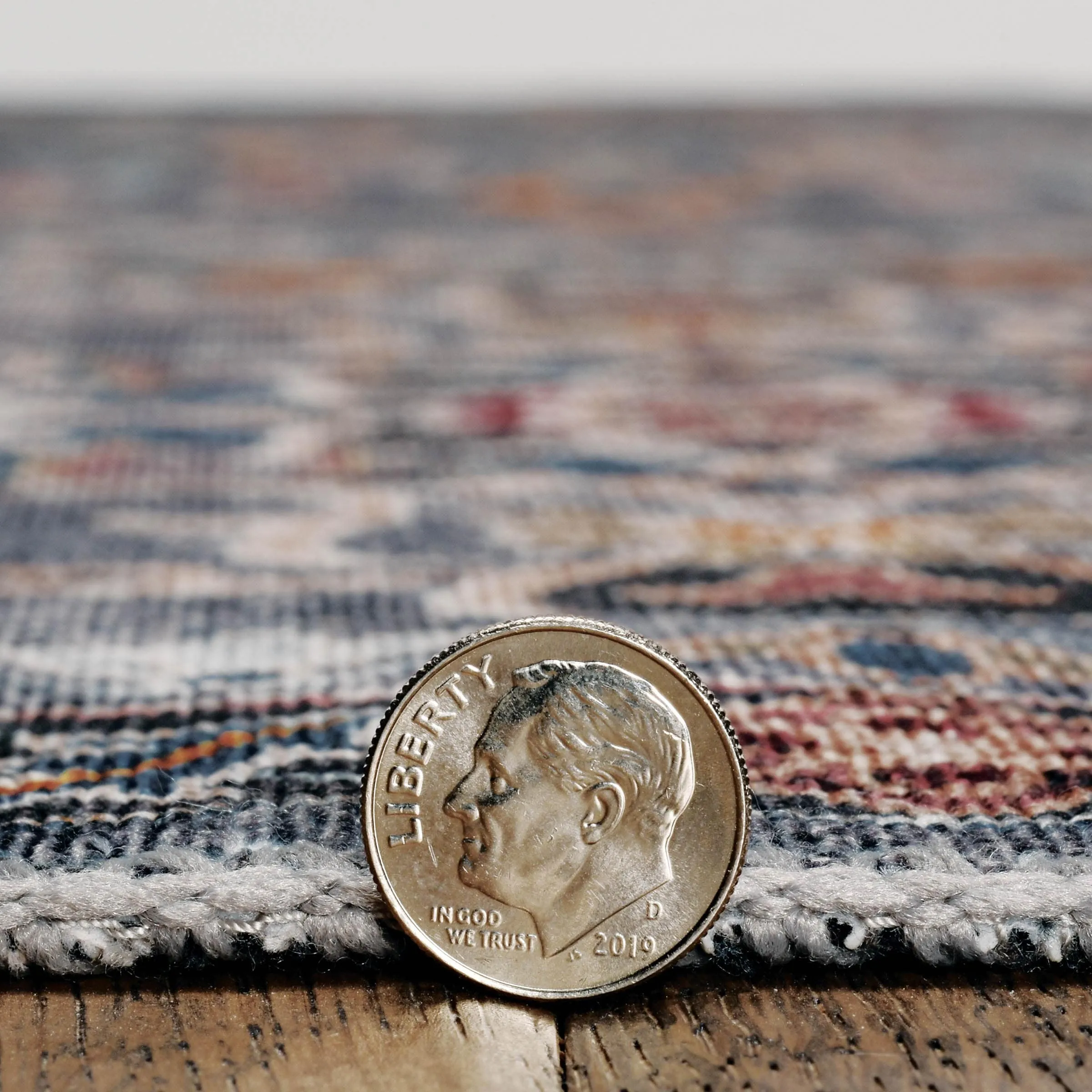 Grant Machine Washable Teal and Ivory Area Rug