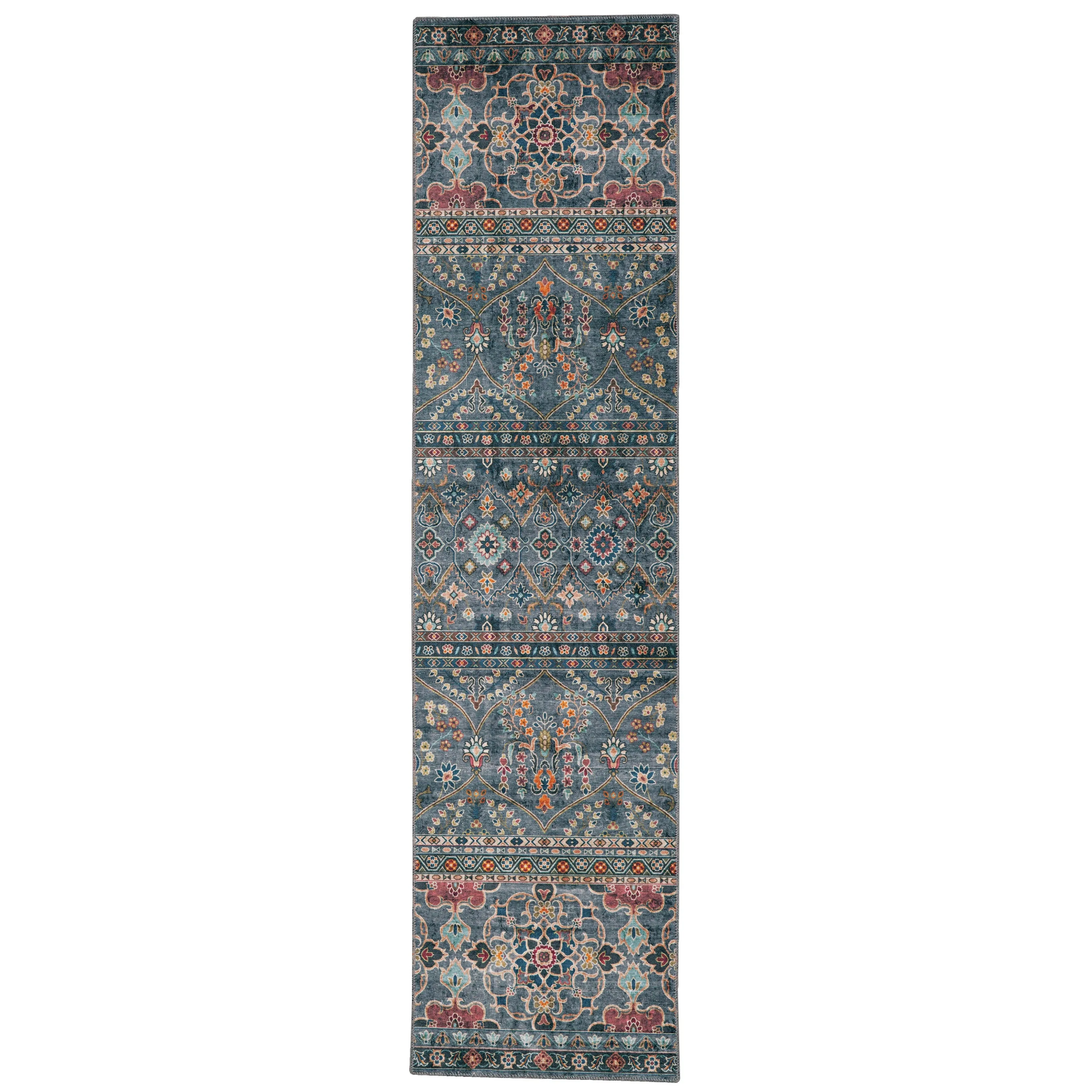 Grant Machine Washable Teal and Ivory Area Rug