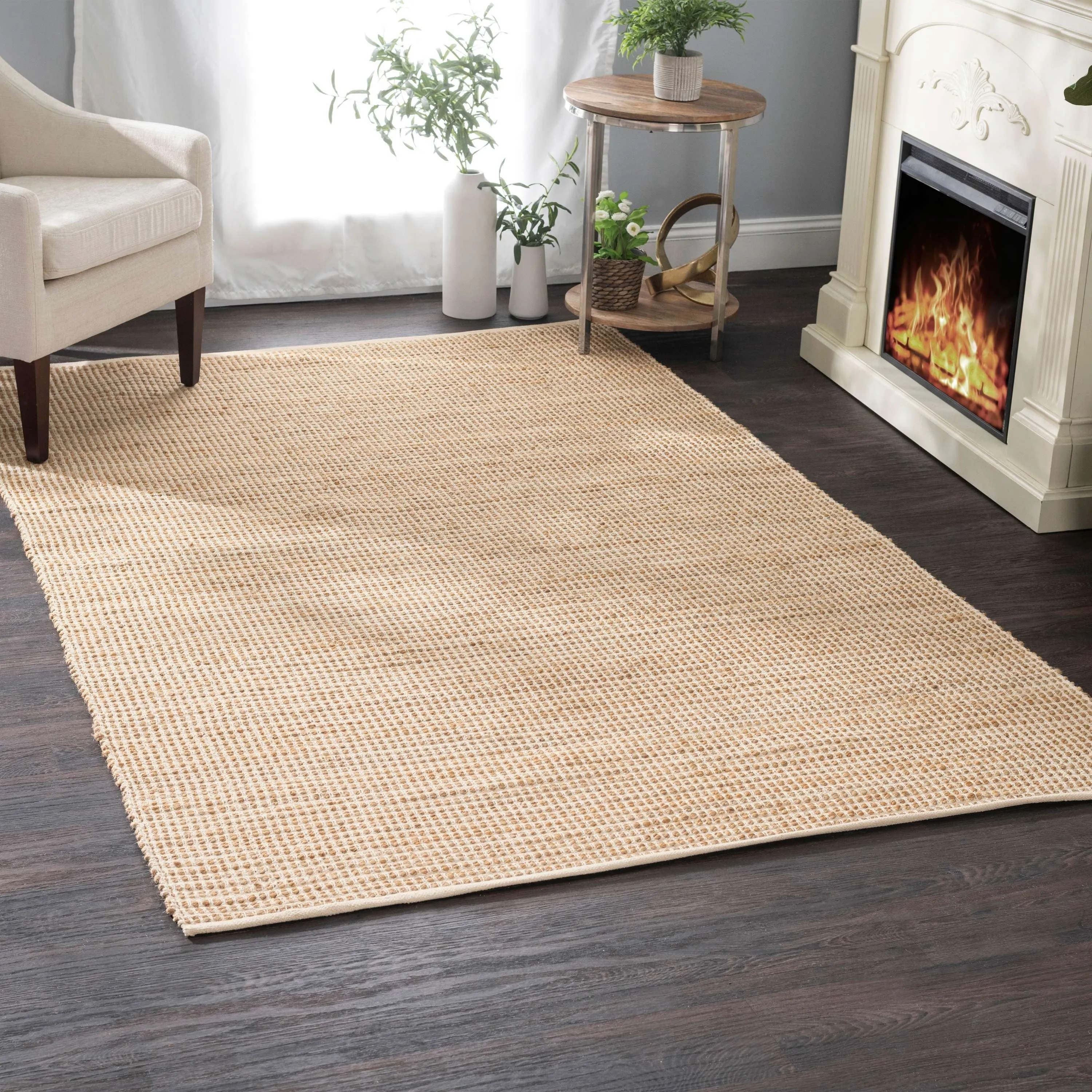 Gravel Ivory/Natural Handwoven Jute Rug