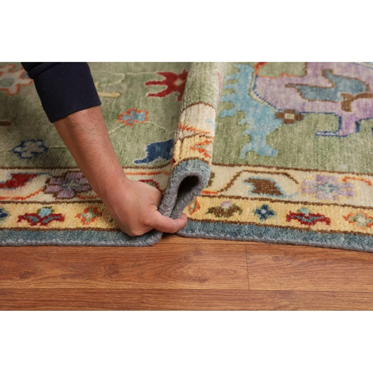 Green Blue Oushak Indian Large Area Rug Handmade Wool Carpet - 11'9 X 14'8