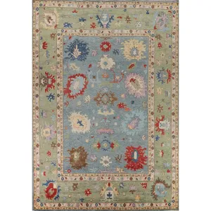 Green Blue Oushak Indian Large Area Rug Handmade Wool Carpet - 11'9 X 14'8