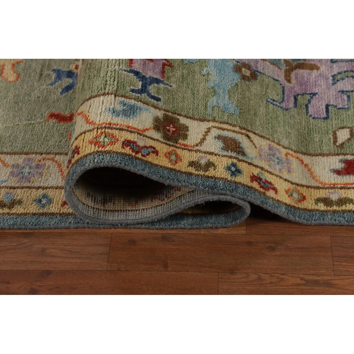 Green Blue Oushak Indian Large Area Rug Handmade Wool Carpet - 11'9 X 14'8