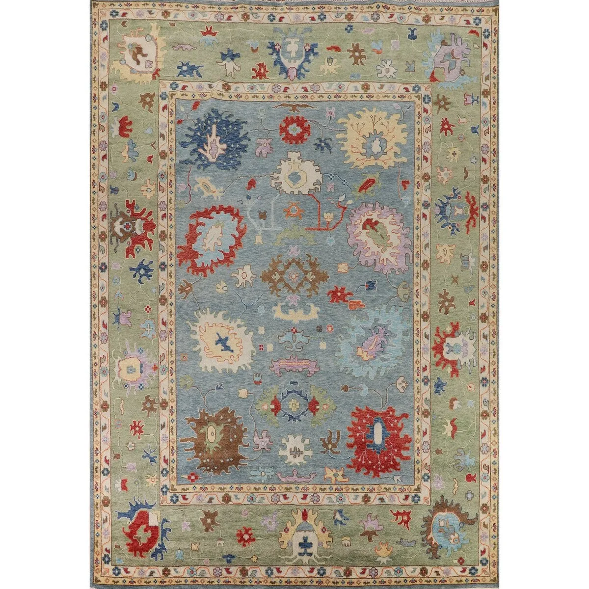 Green Blue Oushak Indian Large Area Rug Handmade Wool Carpet - 11'9 X 14'8