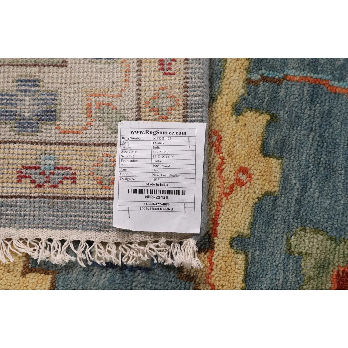 Green Blue Oushak Indian Large Area Rug Handmade Wool Carpet - 11'9 X 14'8