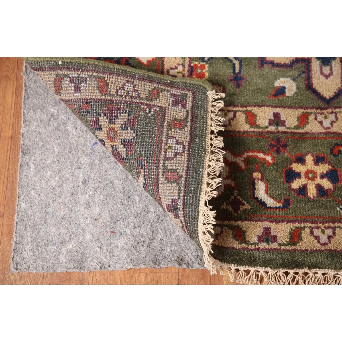 Green Geometric Heriz-Serapi Oriental Area Rug Handmade Wool Carpet - 7'10x 9'11