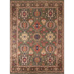 Green Geometric Heriz-Serapi Oriental Area Rug Handmade Wool Carpet - 7'10x 9'11