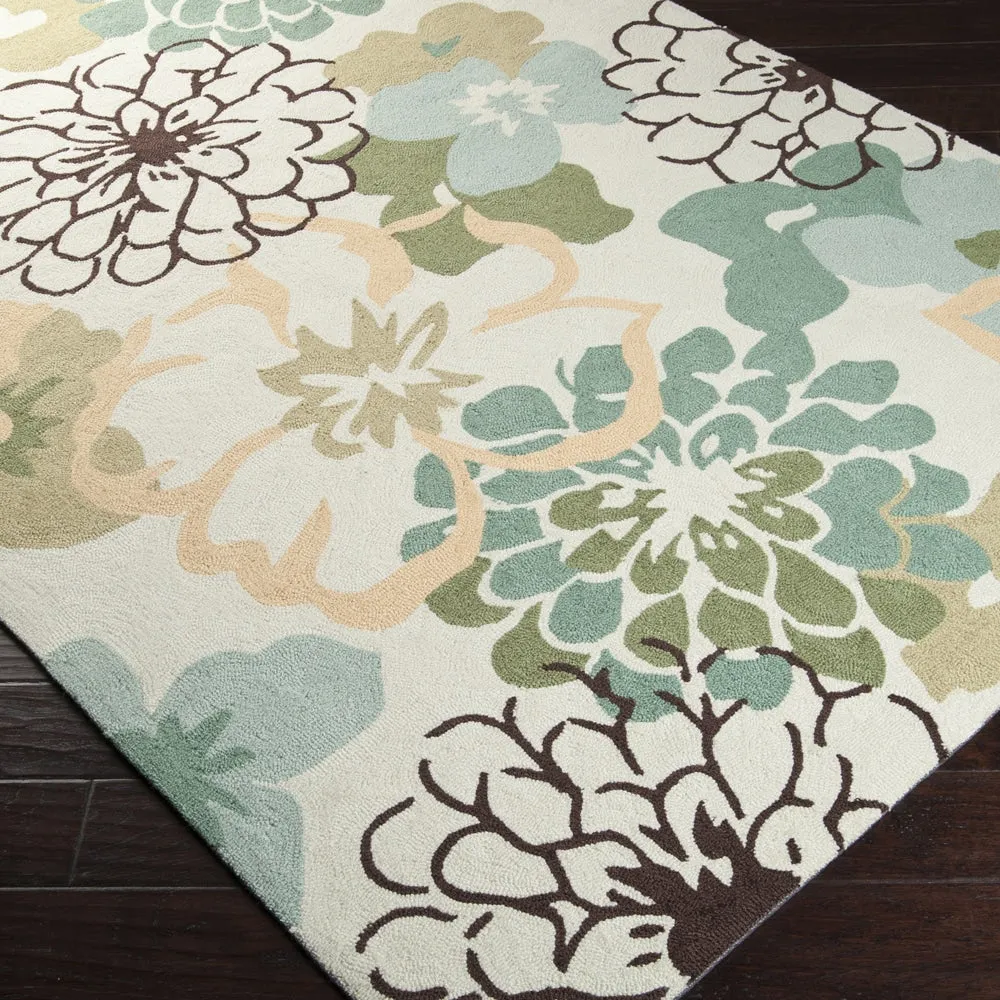 Hand-hooked Farmington Green Area Rug