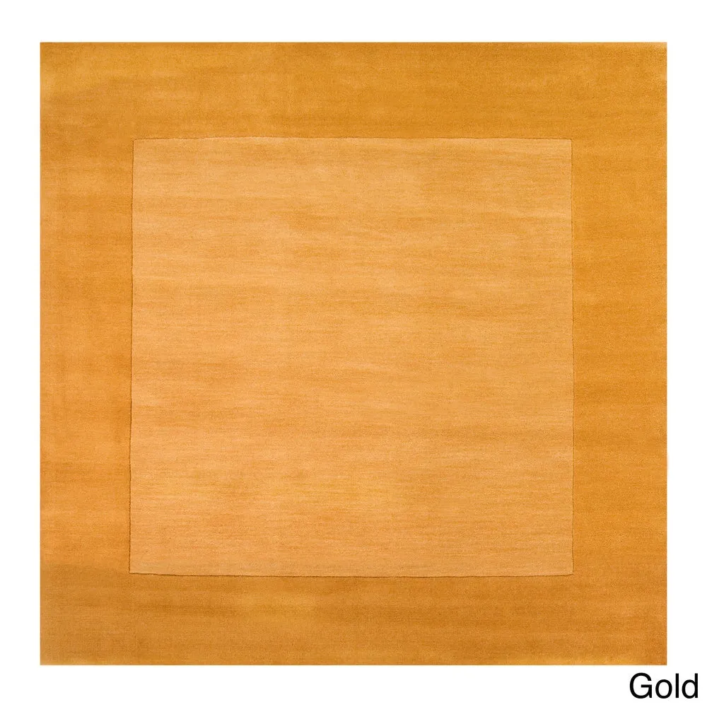 Hand Loomed Odessa Solid Bordered Tone-On-Tone Wool Area Rug