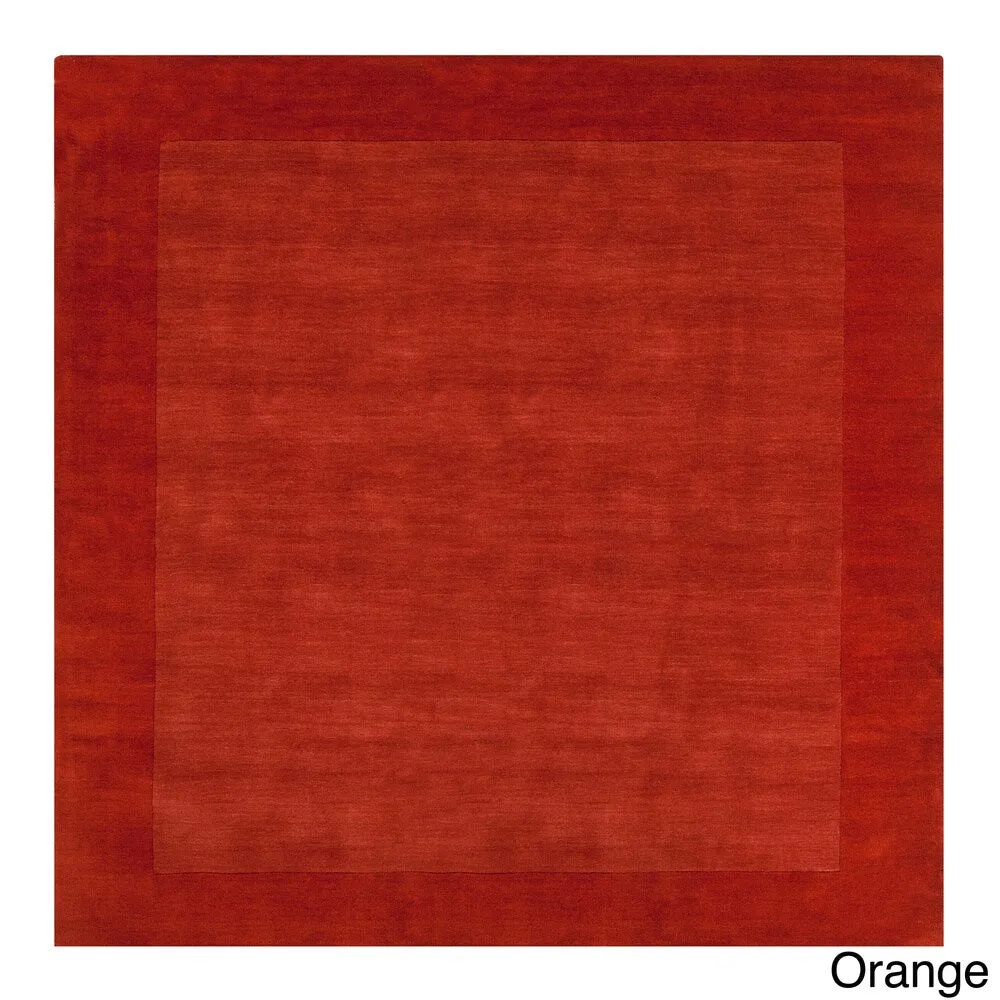 Hand Loomed Odessa Solid Bordered Tone-On-Tone Wool Area Rug