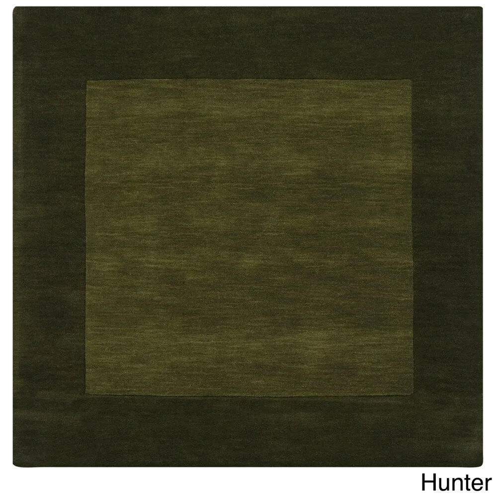 Hand Loomed Odessa Solid Bordered Tone-On-Tone Wool Area Rug