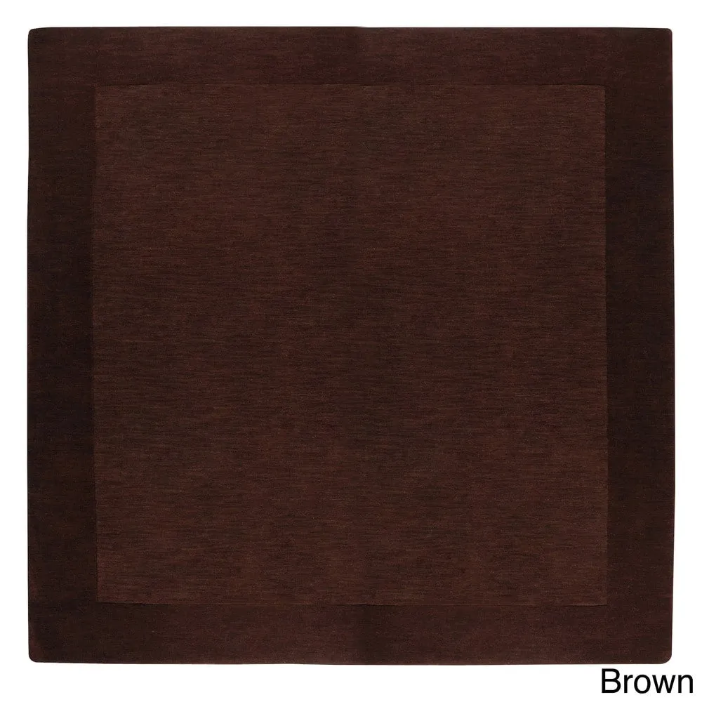 Hand Loomed Odessa Solid Bordered Tone-On-Tone Wool Area Rug