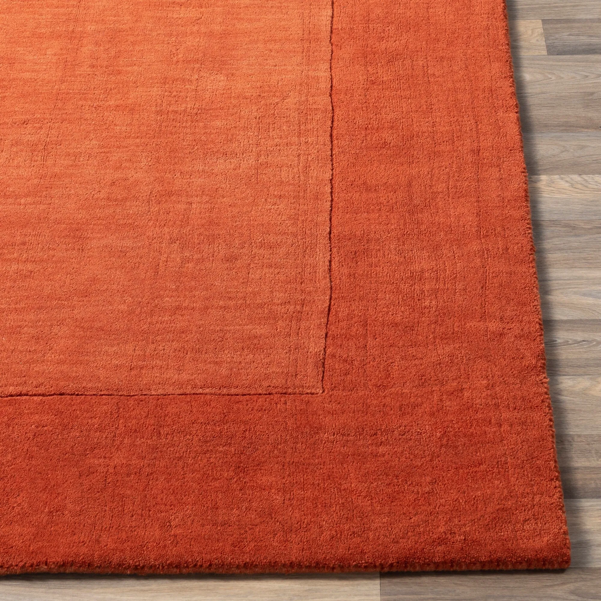 Hand Loomed Odessa Solid Bordered Tone-On-Tone Wool Area Rug