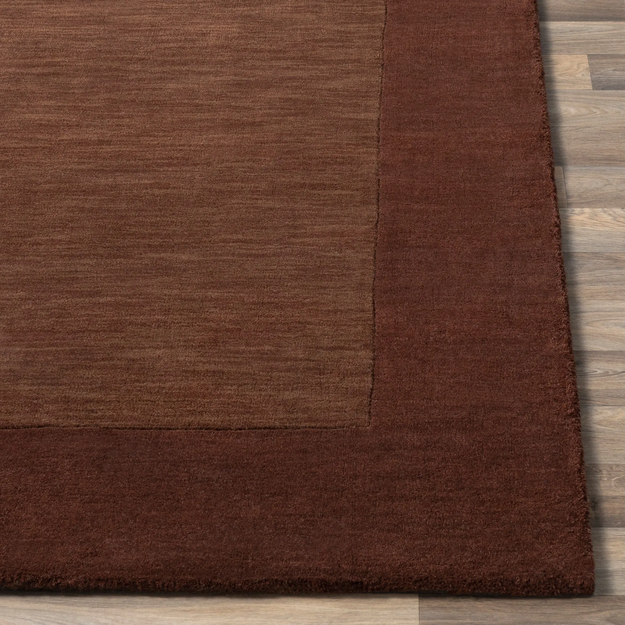 Hand Loomed Odessa Solid Bordered Tone-On-Tone Wool Area Rug