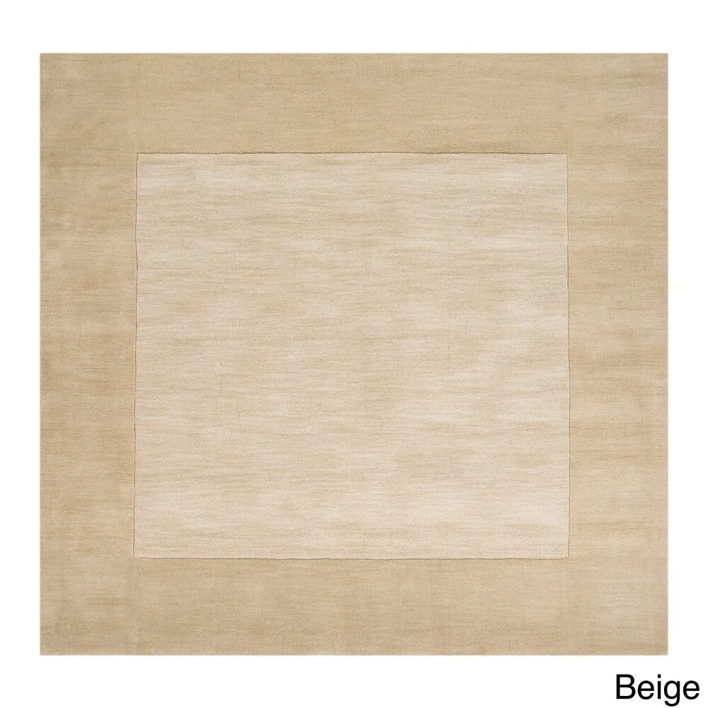 Hand Loomed Odessa Solid Bordered Tone-On-Tone Wool Area Rug