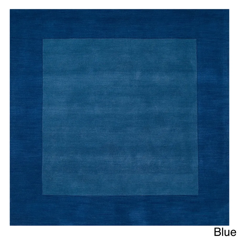 Hand Loomed Odessa Solid Bordered Tone-On-Tone Wool Area Rug
