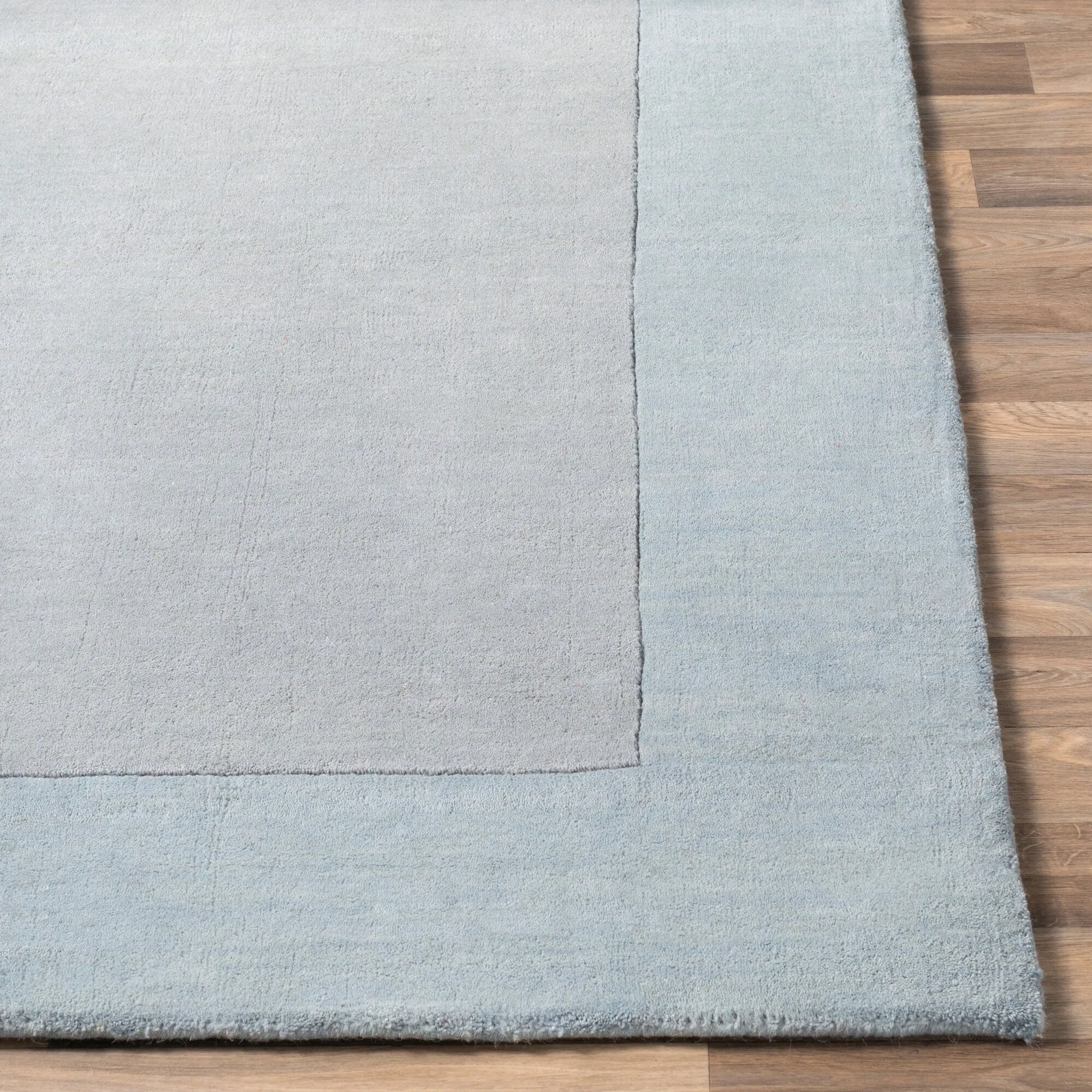 Hand Loomed Odessa Solid Bordered Tone-On-Tone Wool Area Rug
