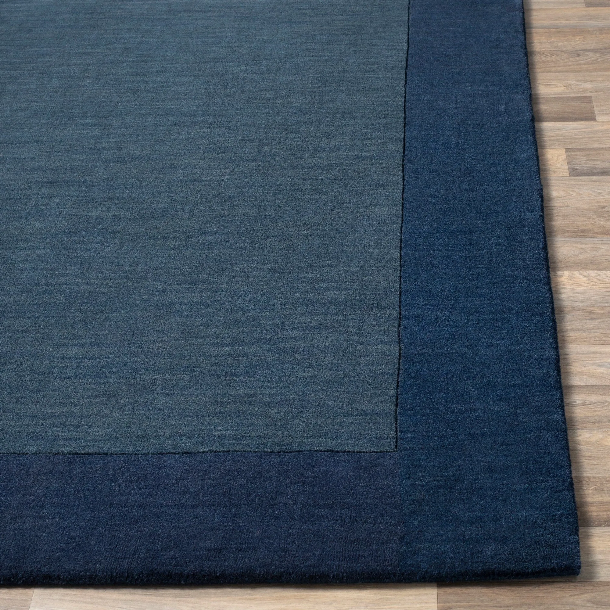 Hand Loomed Odessa Solid Bordered Tone-On-Tone Wool Area Rug