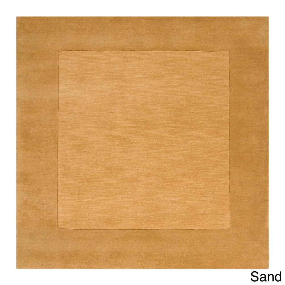 Hand Loomed Odessa Solid Bordered Tone-On-Tone Wool Area Rug