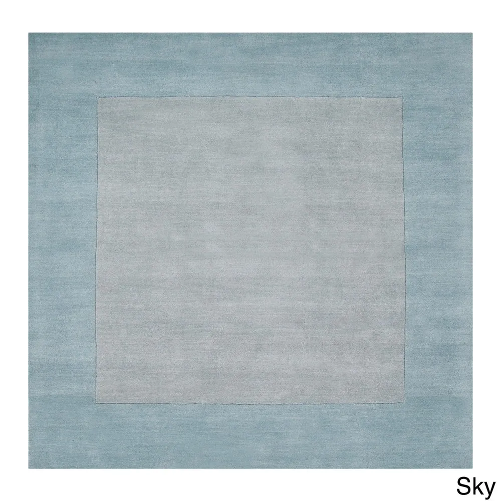 Hand Loomed Odessa Solid Bordered Tone-On-Tone Wool Area Rug
