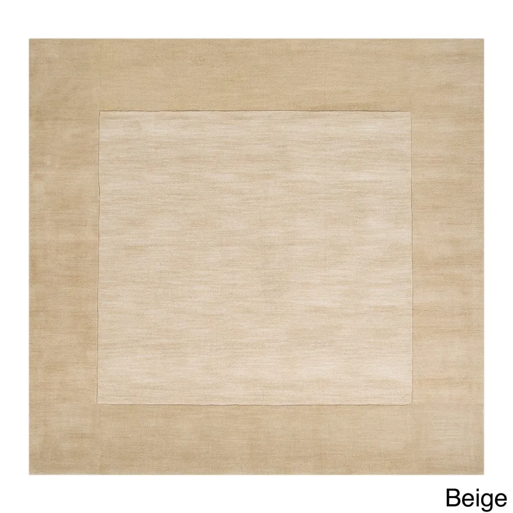 Hand Loomed Odessa Solid Bordered Tone-On-Tone Wool Area Rug
